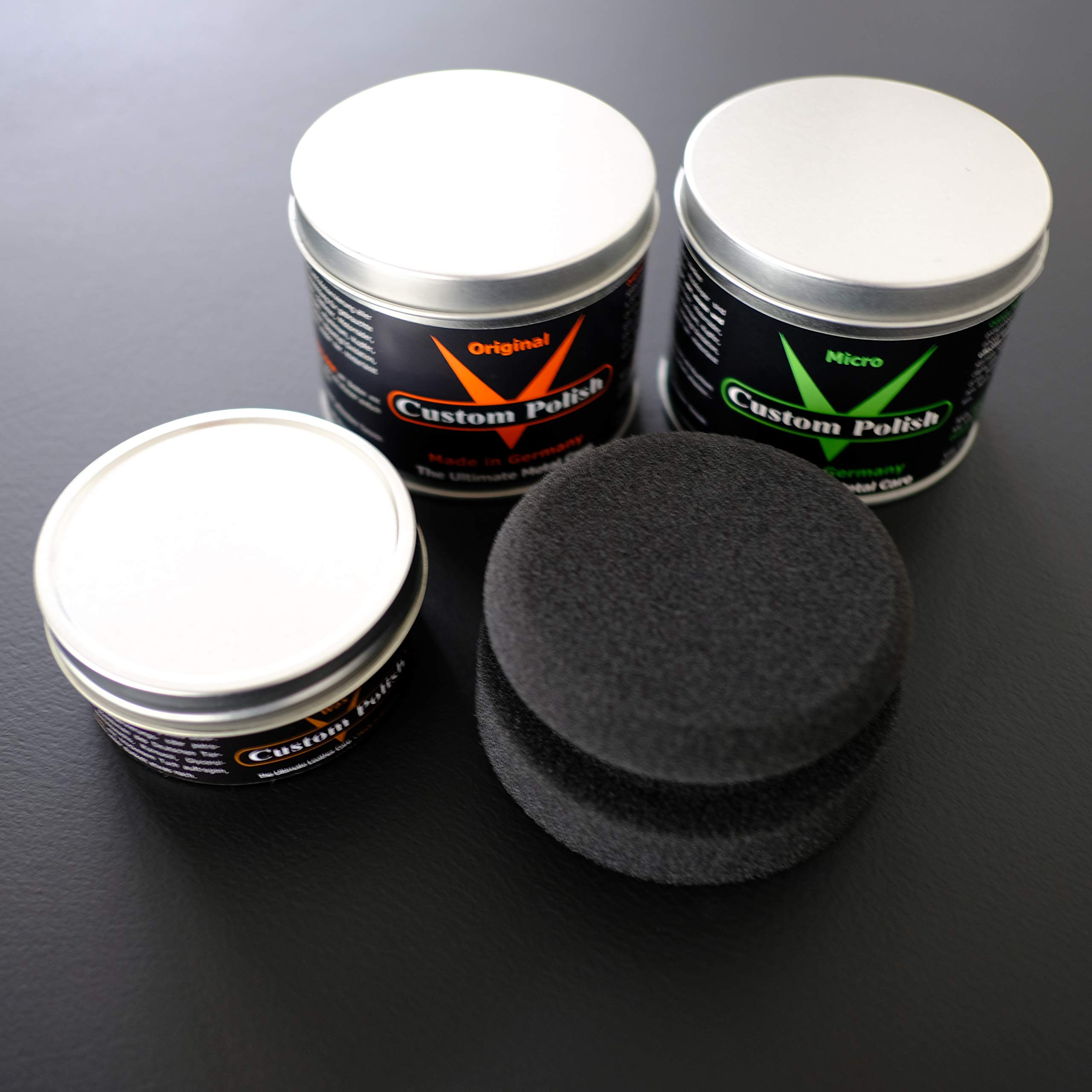 Polierset 800g Metallpflege + 150ml Wax Lederpflege + Polierpad