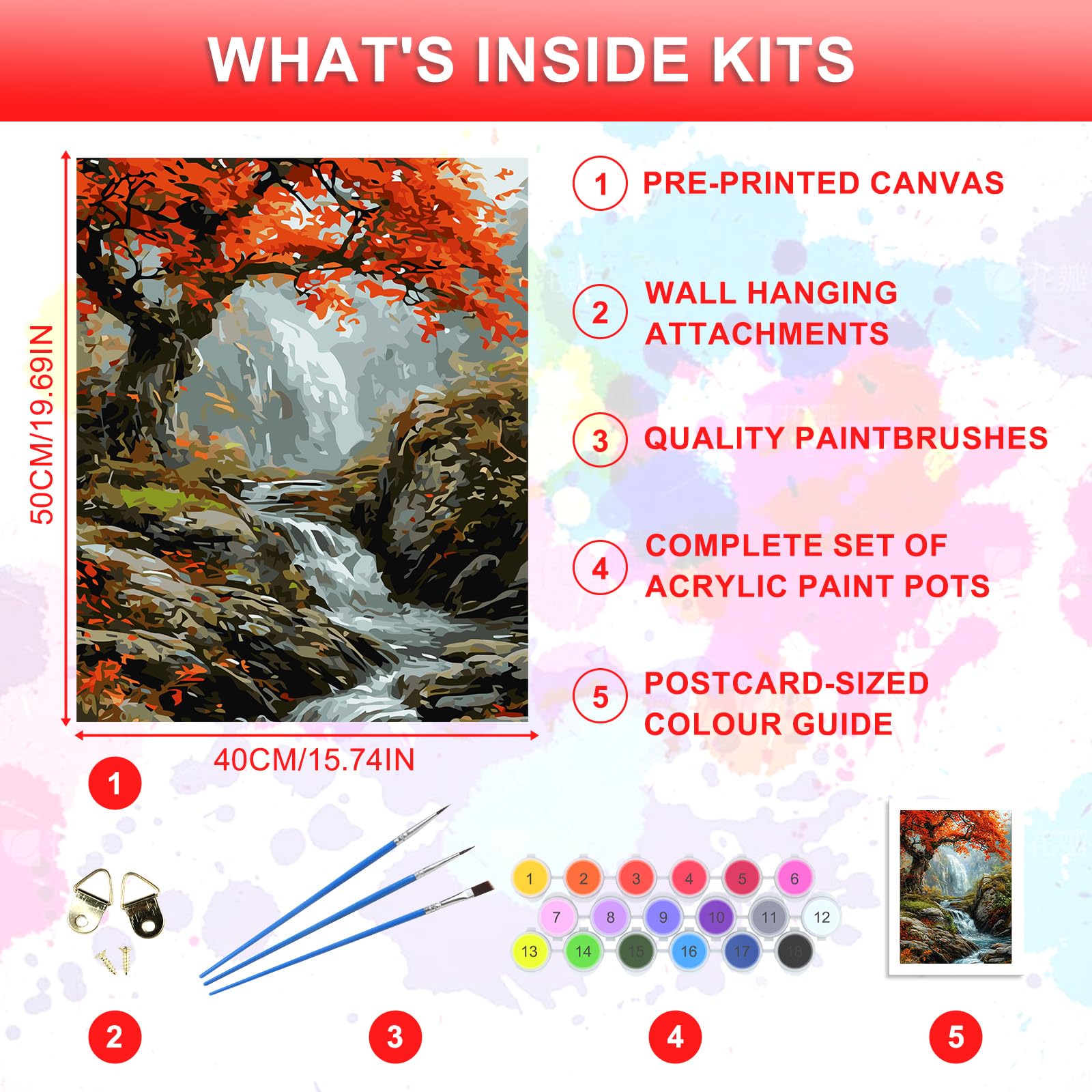 Kit Peinture Par Numéros Arbre Rivière – Toile 40x50cm, Peintures Acryliques Et Pinceaux – DIY Paysage Pour Débutants Et Adultes