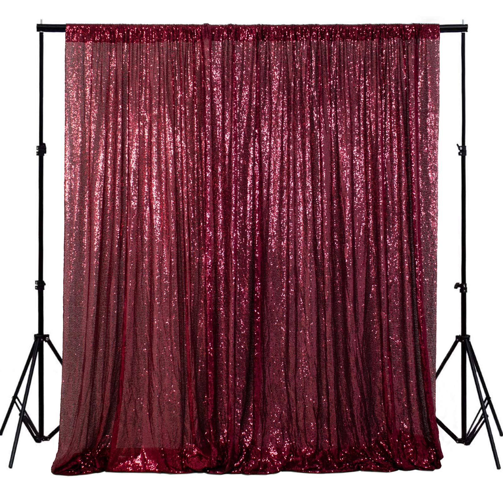 ShinyBeauty Sequin Photo Backdrop Burgundy 6FTx6FT Glitter Curtains Wine Sequin Back Drop Fabric Photography Background Maroon Wedding