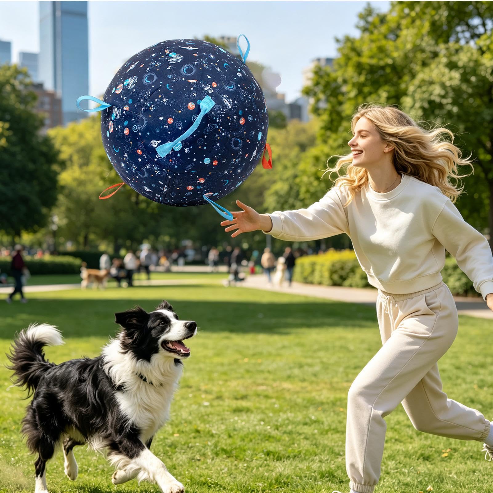 Großer Hüteball Für Hunde Interaktiver Anti-Burst-Spaß Mit Griffen | Instinktiver Hüteball Outdoor Hundespielzeug für Welpen kleine mittlere große aggressive Kauer Spiel Training Bewegung und
