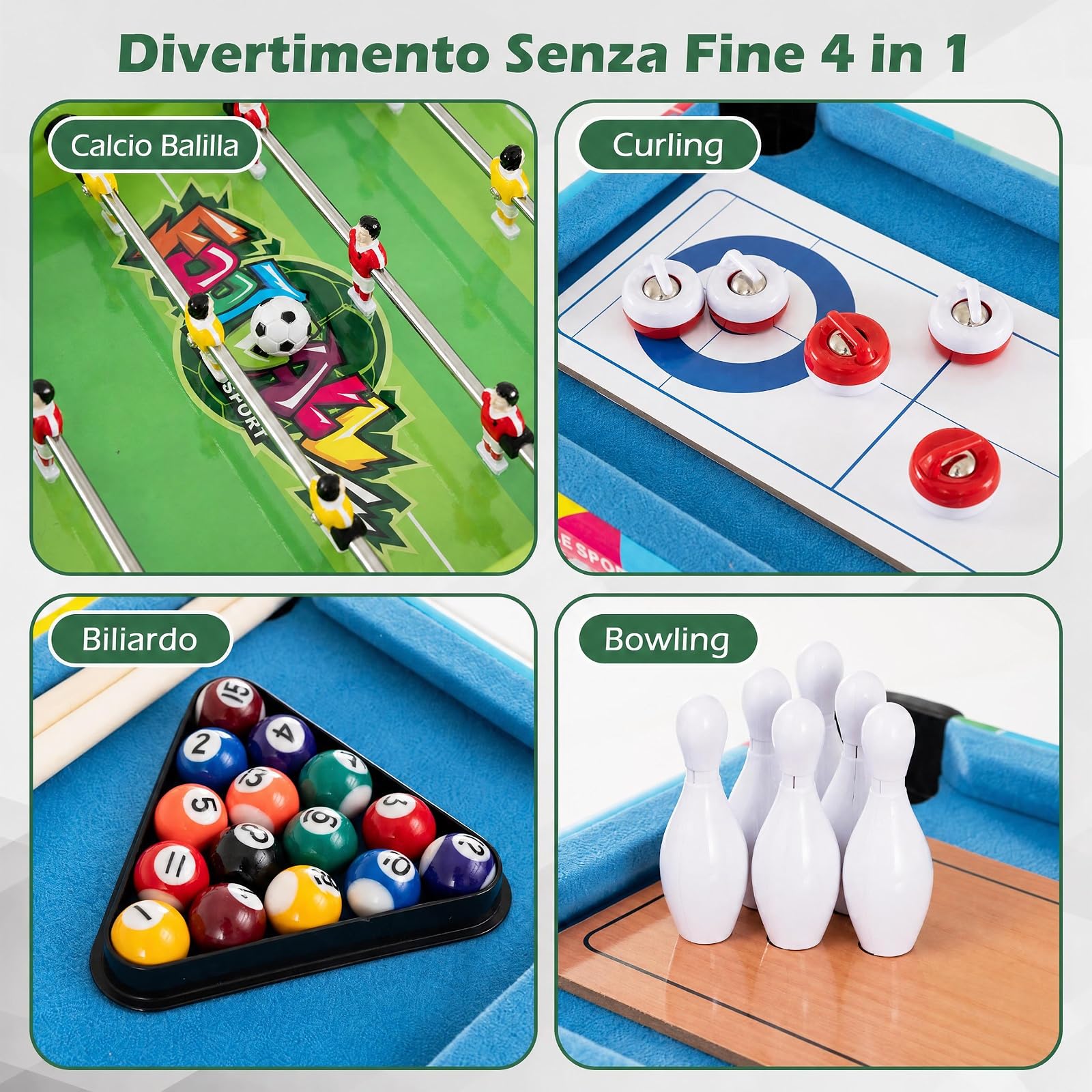COSTWAY 4 in 1 Tavolo Multigioco per Bambini 3+ Anni