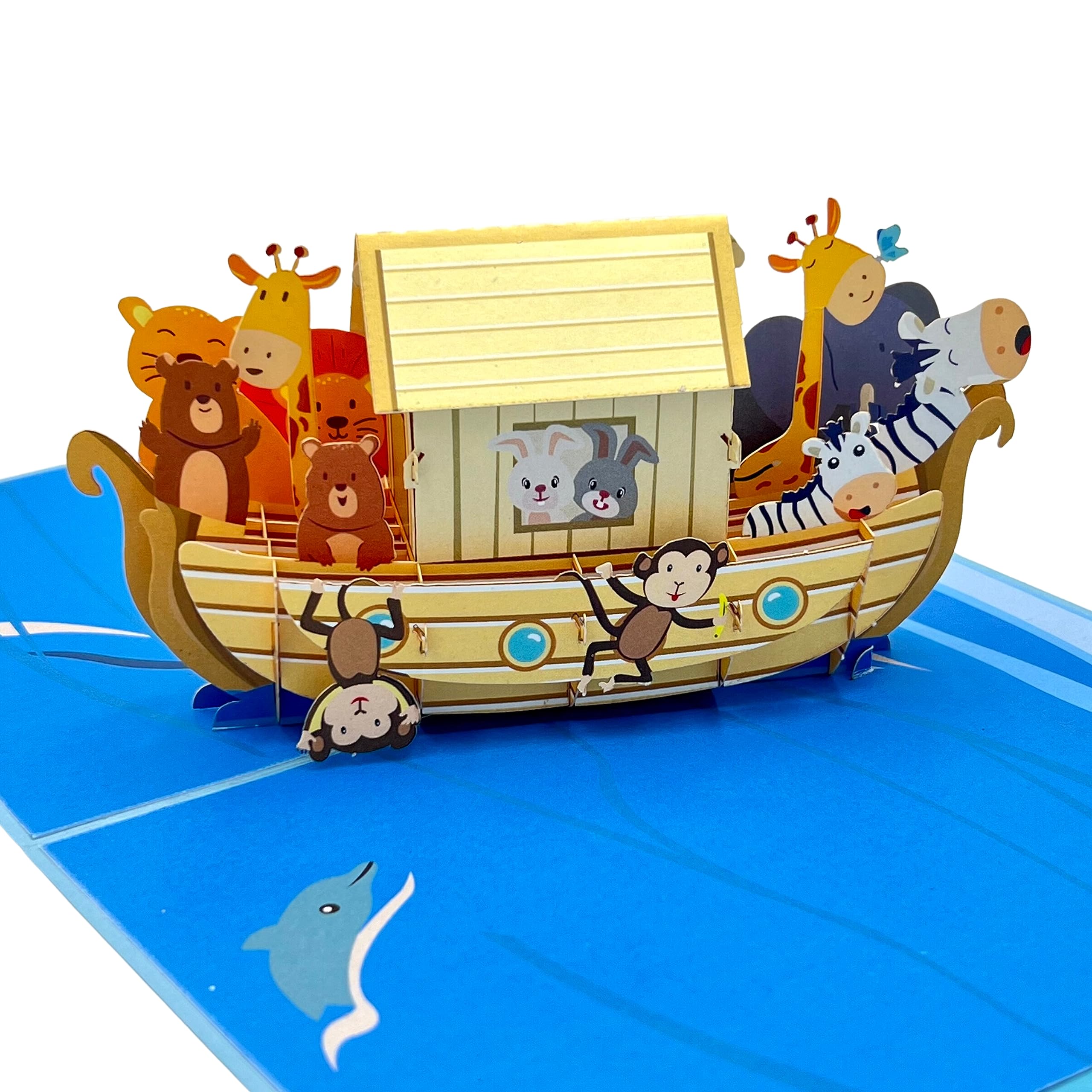 Niumcraft Pop Up Greeting Card Cartoon Animals Boat Adventure Journey Kid’s Gift Birthday Thank You Family Present for Children Fun Celebration