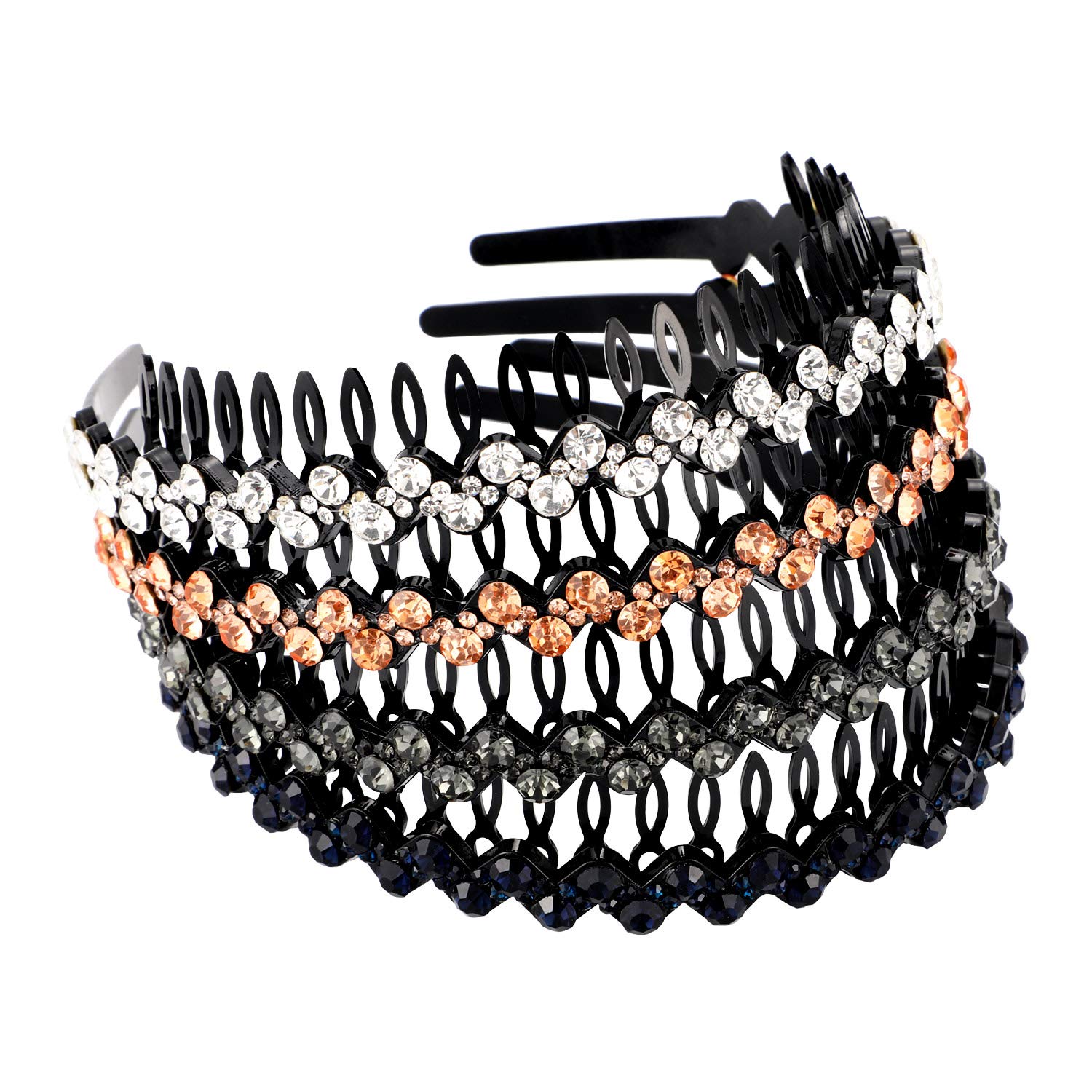 Sparkly Rhinestone Hair Hoop with Teeth Comb Non Slip Wide Headband for Women Amazon.com : Yaomiao 4 Pcs Rhinestone Headband with Teeth  main image 2
