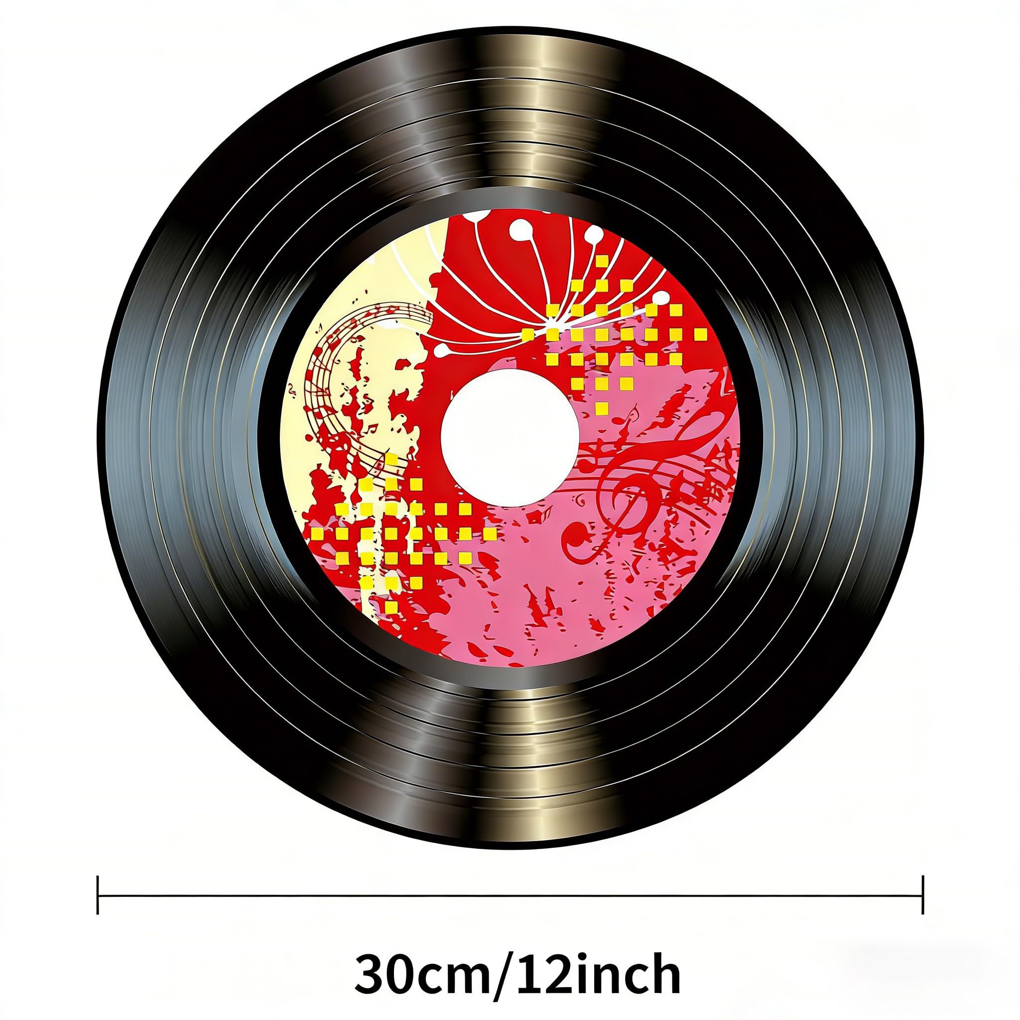 ZJXKJGS 6 Piezas Disco De Vinilo Retro, Decoración de Discos de Vinilo, Pared De Decoración De Discos De Vinilo, Diseño Retro De Discos De Cd, para Puede Utilizar En Café (12 inch)(Patrón aleatorio)