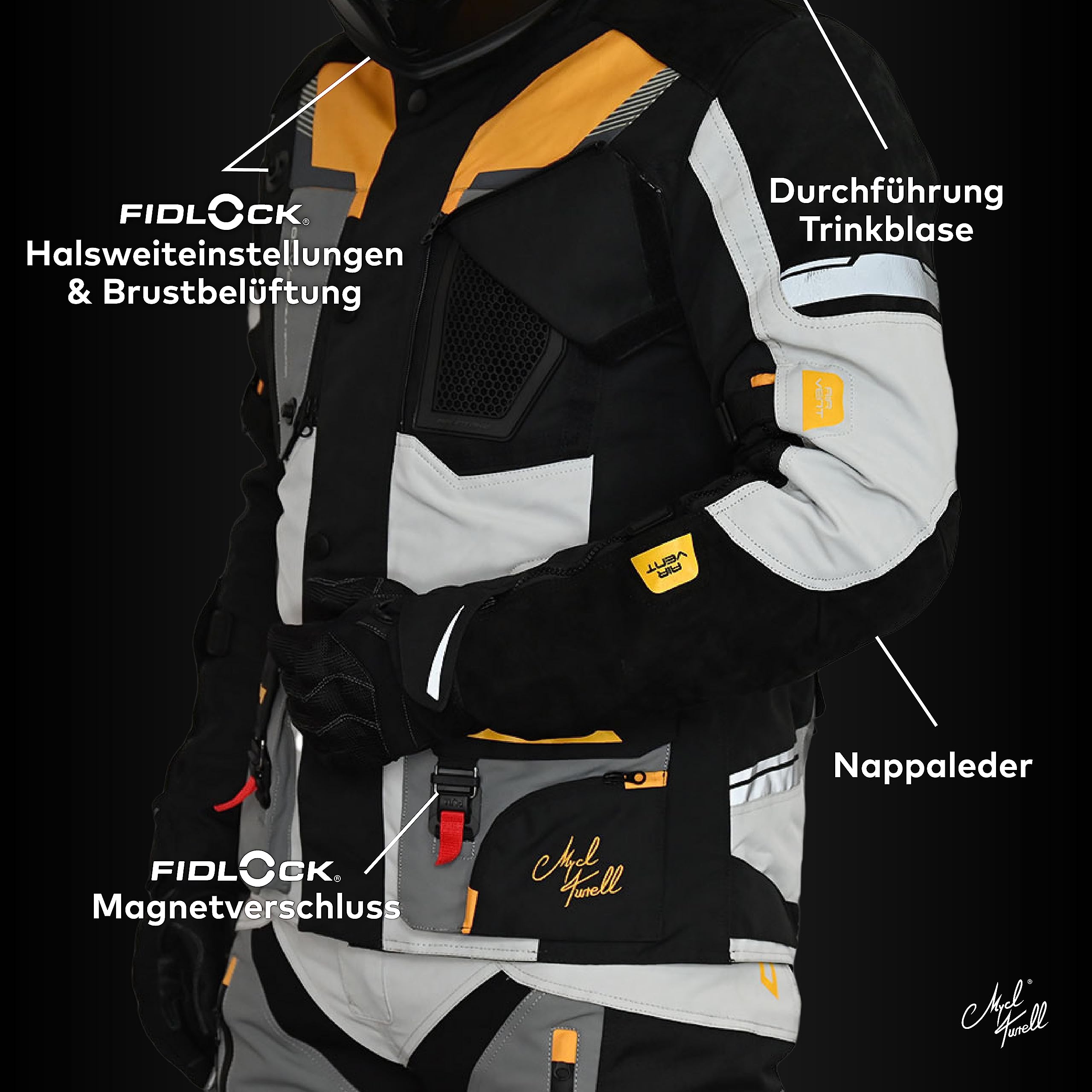 TransAlpin HighPro 2in1 Motorradjacke Herren mit Protektoren - All Season Motorrad Jacke - Fidlock Magnetverschluss - CE AA Sympatex wasserdicht - Sicher & Komfortabel