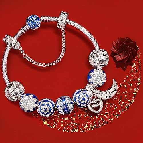 Miniatura 3 de NINAQUEEN Mom I love you to the moon  back - Abalorio colgante de plata de ley 925 para mujer con circonita cúbica 5A compatible con pulseras y