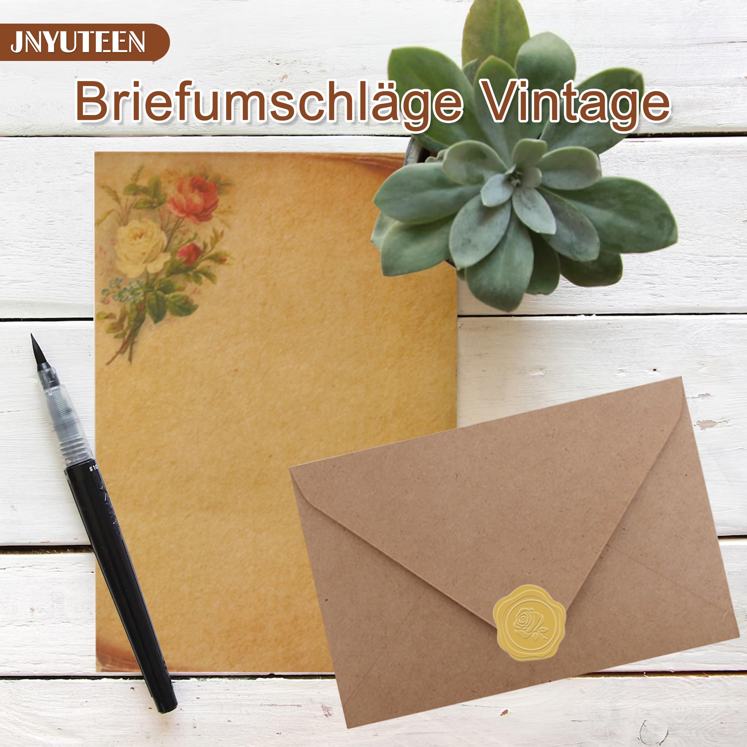 Papier Lettre Vintage Papier à Lettre Vintage 24 Pièces - Set Écriture Kraft Enveloppes Déco Papier Kraft Enveloppes Décorées