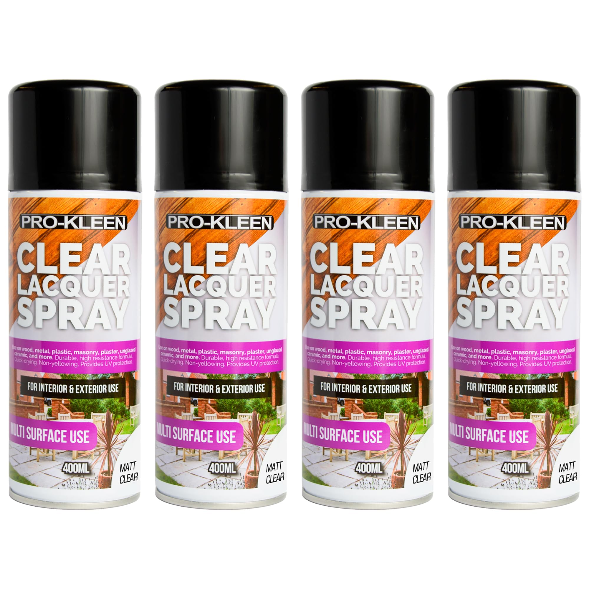 (Matt, 4) Pro-Kleen Multi-Surface Clear Lacquer Spray 5056411337773
