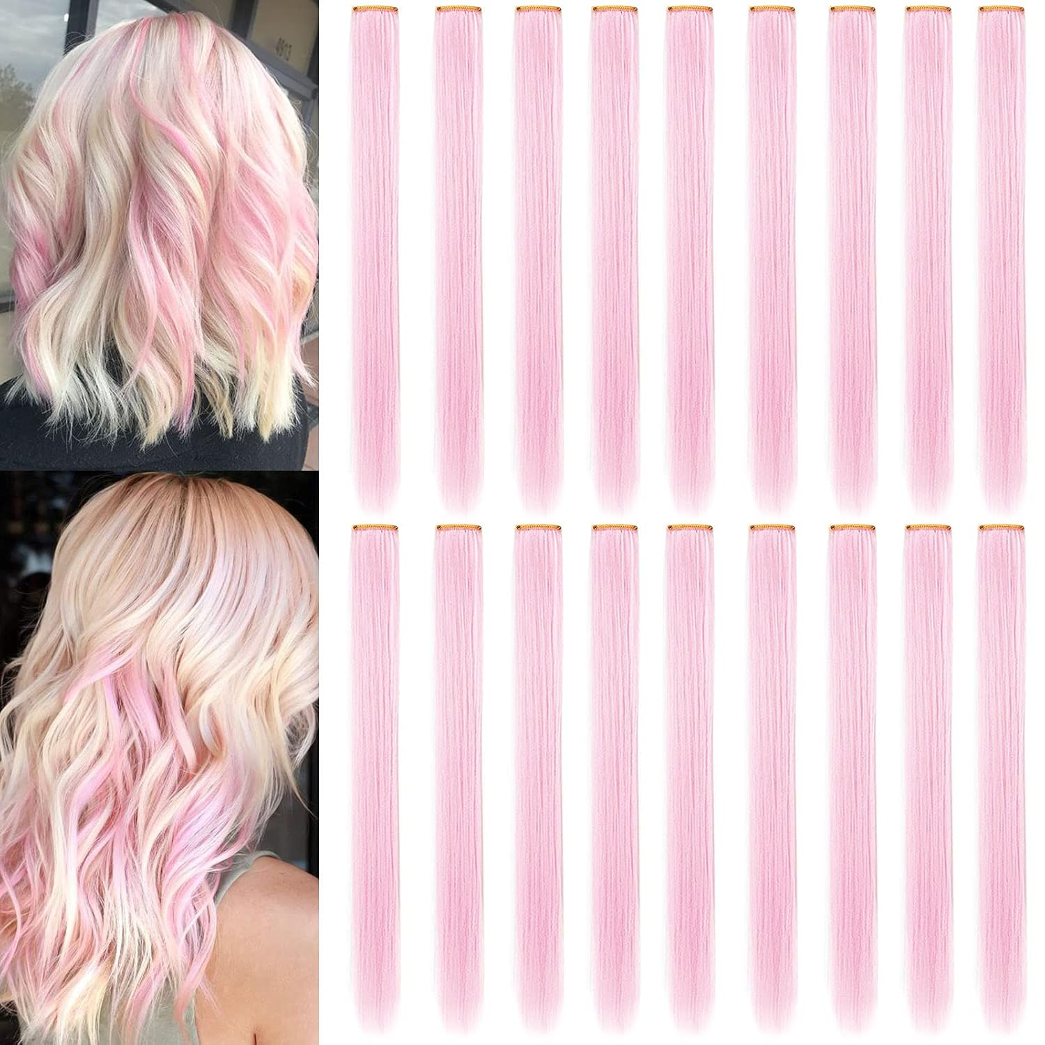 ZHIRXIN 18 Pcs Light Pink Clip-in Hair Extensions Kuwait Ubuy