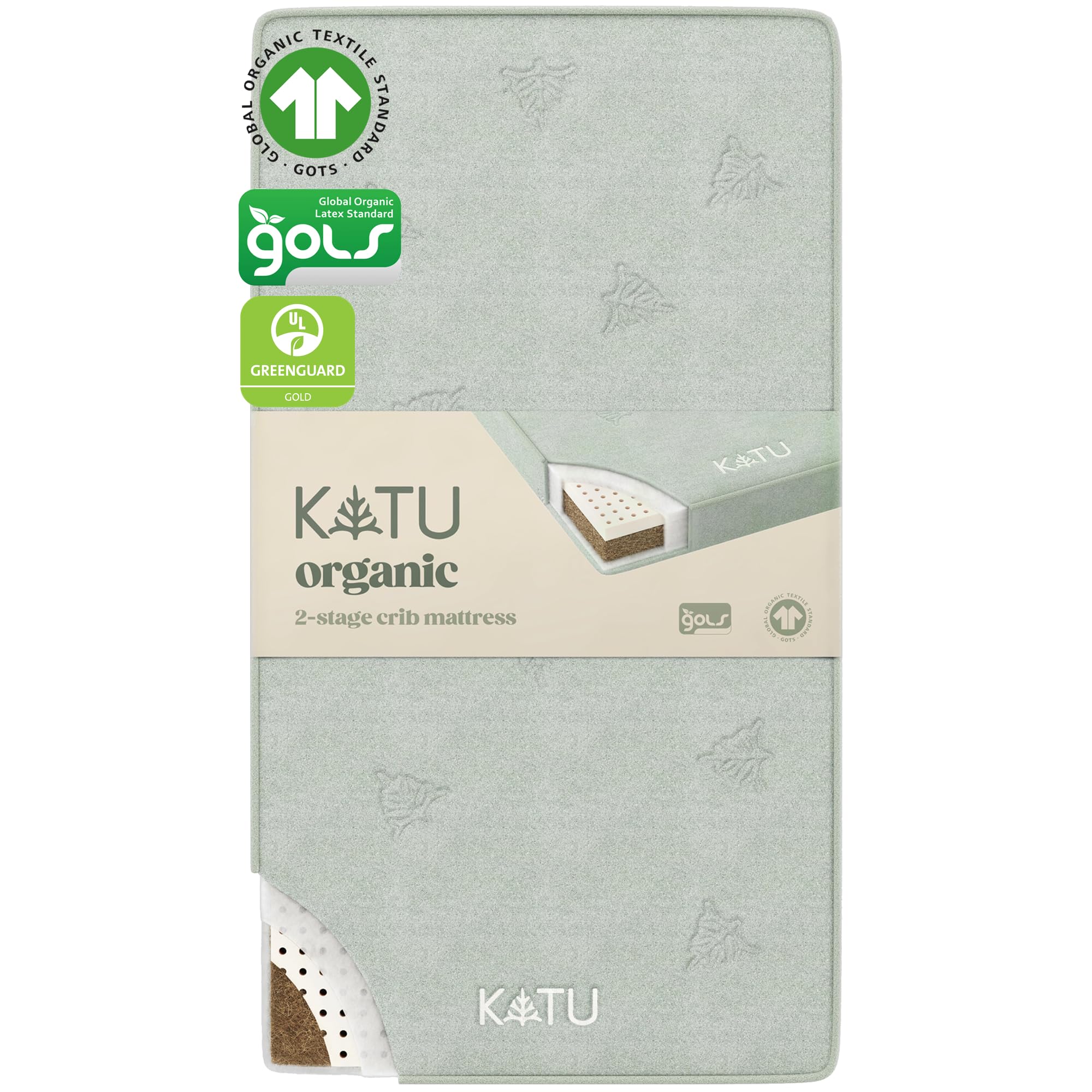 KATU 100% Organic Latex+Coconut 2-Stage Crib Mattress for Infant/Newborn/Toddler Safe Non-Toxic Hypoallergenic