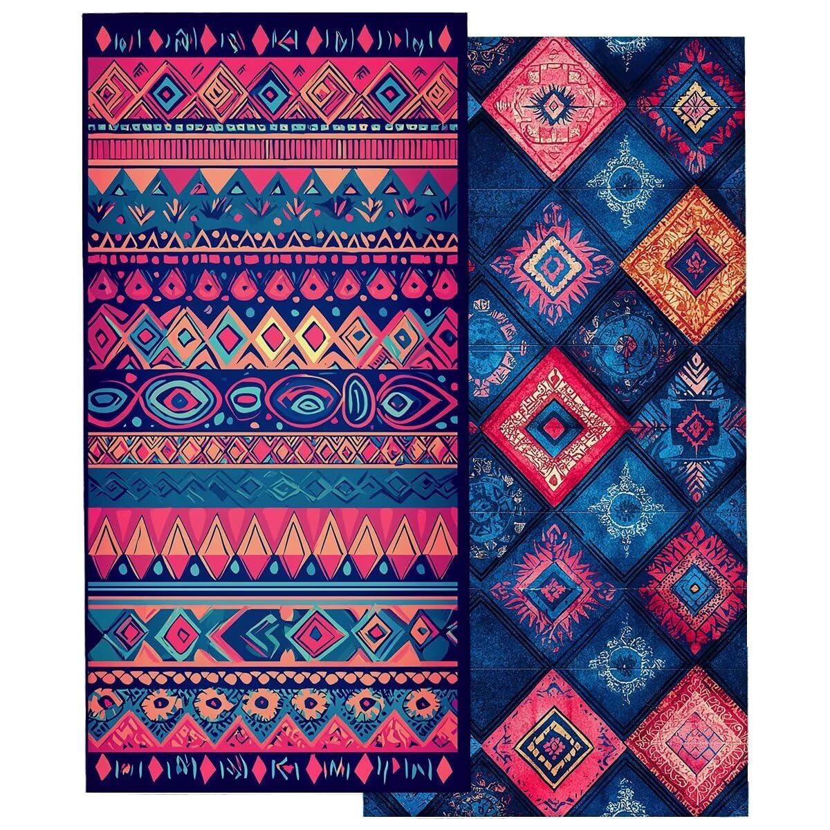 Duży ręcznik plażowy 100 x 220 cm, zestaw 2 szt. Nordycki ręcznik z mikrofibry, szybkoschnący ręcznik na siłownię kompaktowy, odporny na piasek ręczniki z mikrofibry do pływania na siłowni, prezent