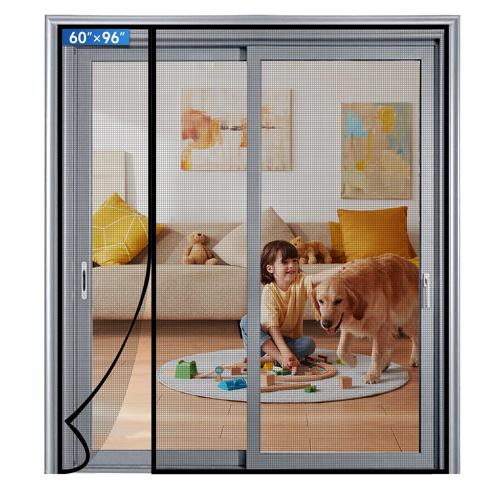 Photo 1 of LONGEAS Magnetic Screen Door - PET Mesh, 60" x 96"