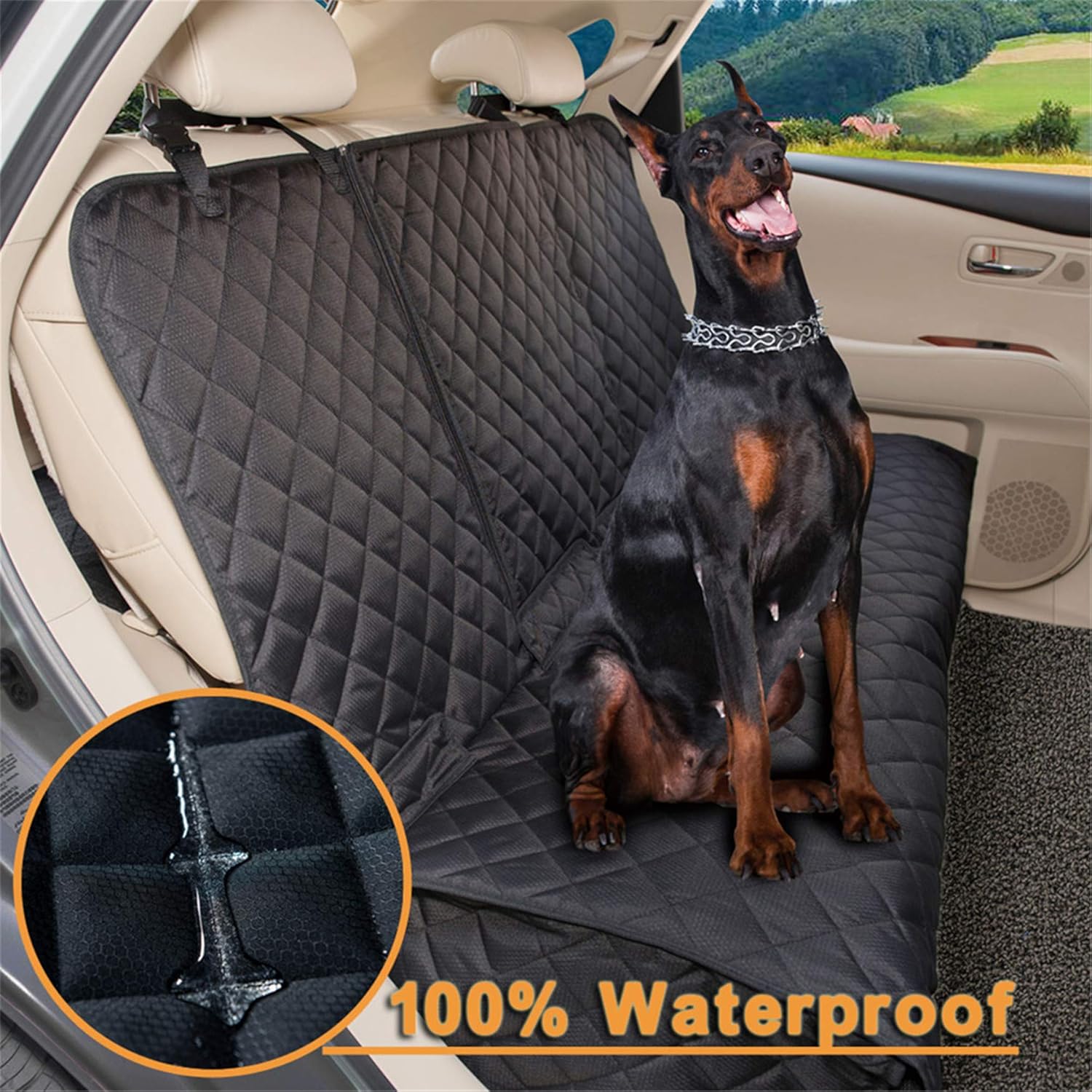 YesYees Waterproof Dog Car Seat Covers Pet Seat Cover Nonslip Bench Seat Cover Compatible for Middle Seat Belt and Armrest Fits Most Cars, Trucks and SUVs(Black) : Pet Supplies