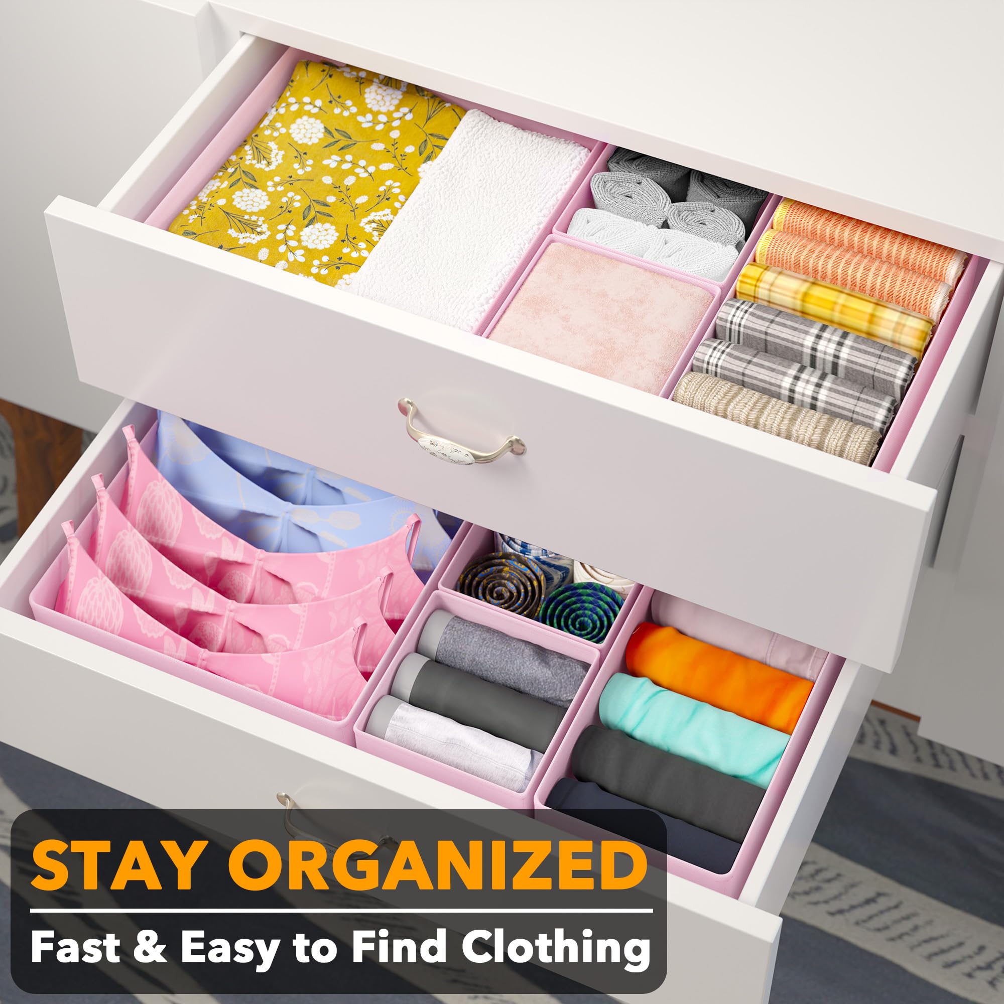 SpaceAid Organizador de cajones para ropa, juego de 12 organizadores de cajones para guardería, organizador de armario y separadores de almacenamiento para ropa, ropa de bebé, ropa interior