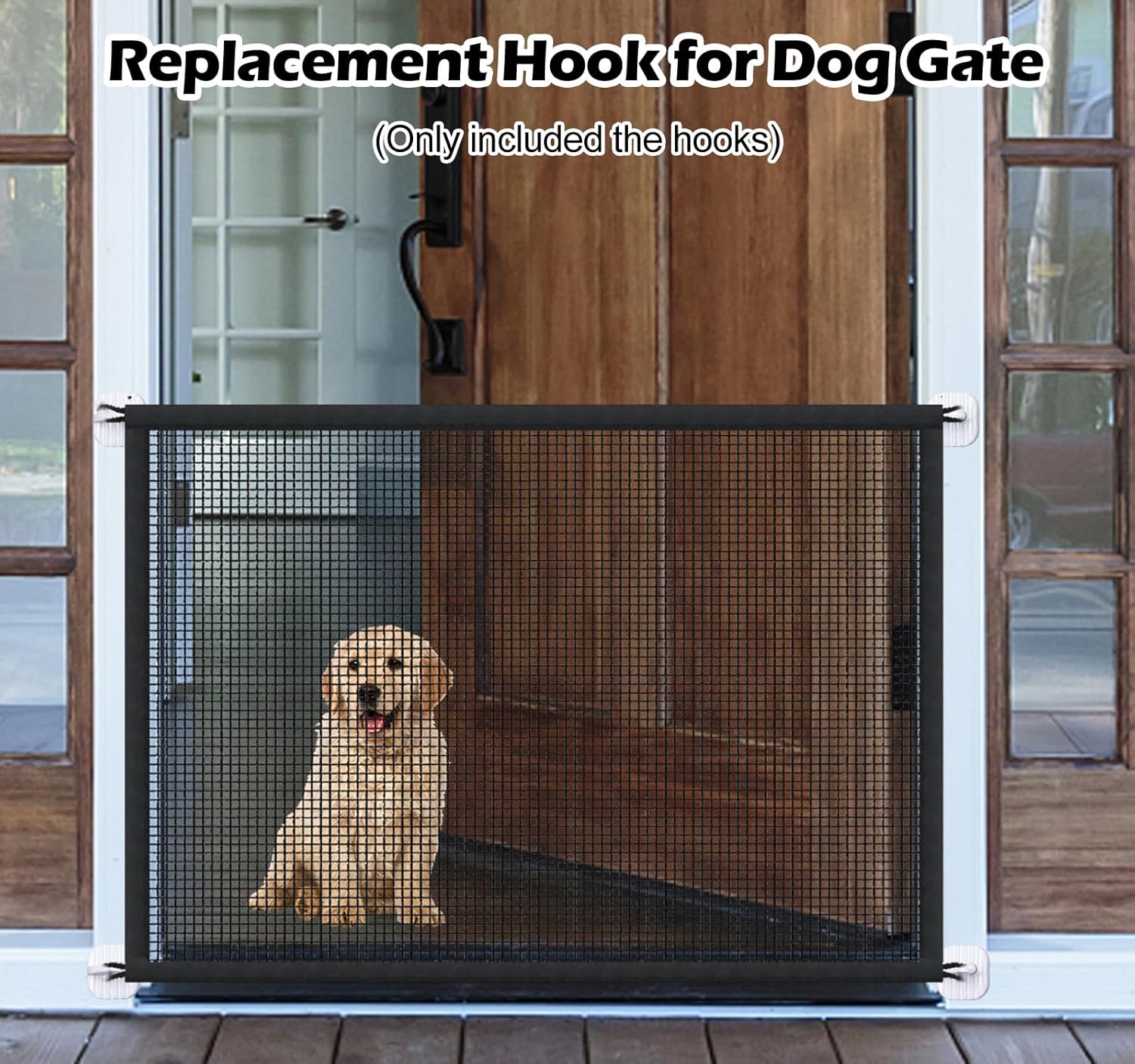 LWFCOEE Replacement Hook Dog Gate, 4 Pcs Wall Hooks with Adhesive Strips for Bathroom Kitchen Home
