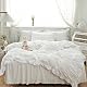 GETIYA Fluffy Seersucker Bed Linen, 135 x 200 cm, Elegant White Bed Linen, Girls, Women, Aesthetic Ruffle Bed Linen, Microfibre, Plain Duvet Cover, Single Bed with 1 Pillowcase 80 x 80 cm Product Image 3