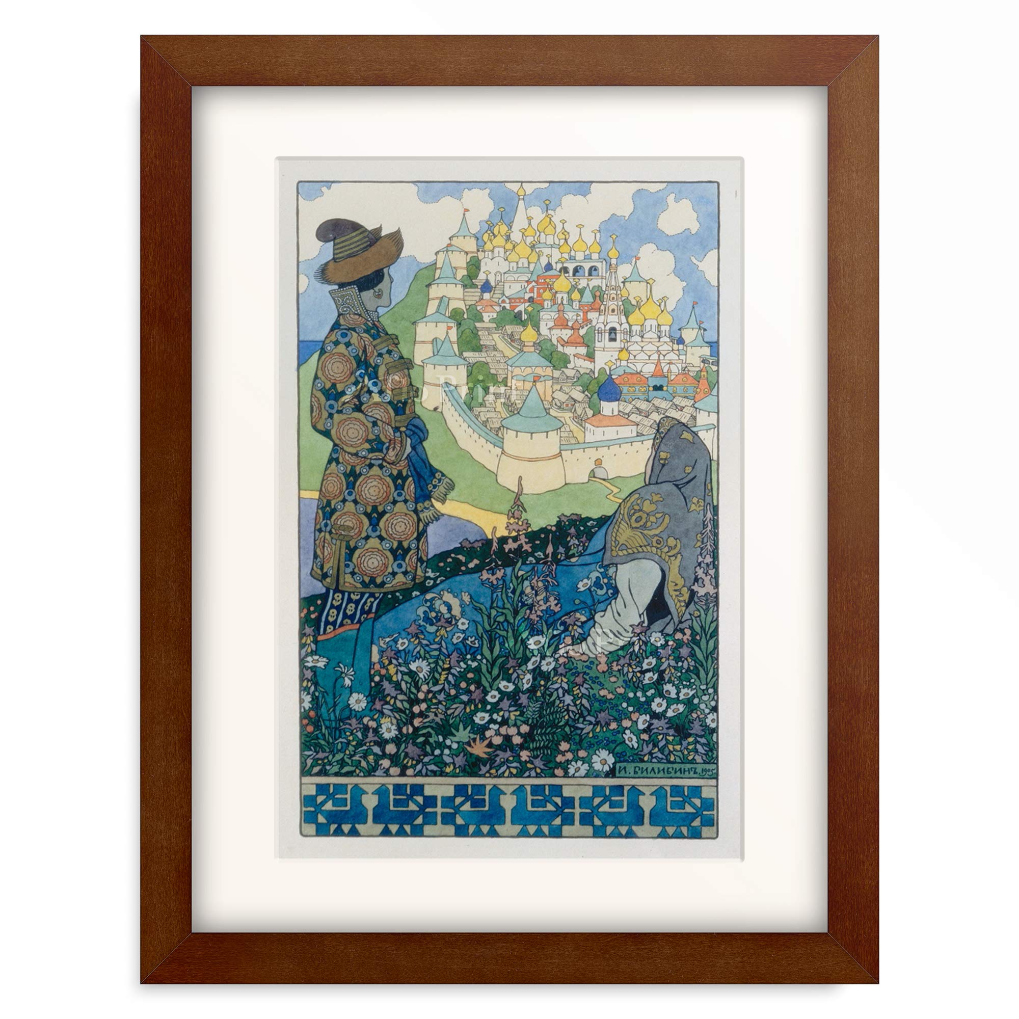 イヴァン・ビリビン Ivan Yakovlevich Bilibin 「Illustration of Alexander Pushkin's 'Fairytale of the Tsar Saltan'. 1905.」 額装アート作品