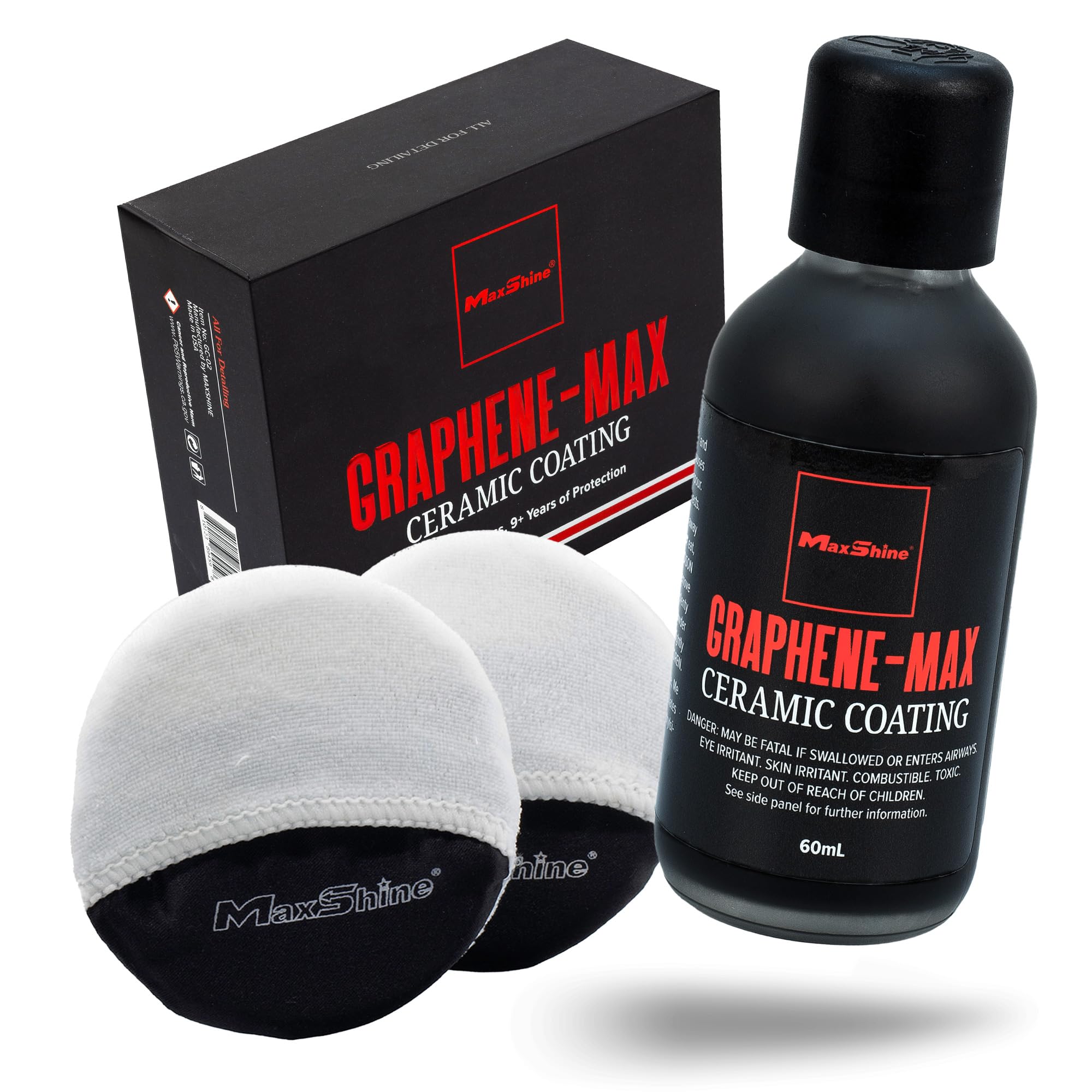 Maxshine Graphene-MAX Ceramic Coating 60mL | Universal Advanced Graphene & Ceramic Formula | Hydrophobic Car Coating with 9-Year Durability | High