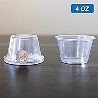 Vista 3 de EDI Vasos de porciones desechables de plástico transparente de 4 onzas/Taza de soufflé con tapas, 50