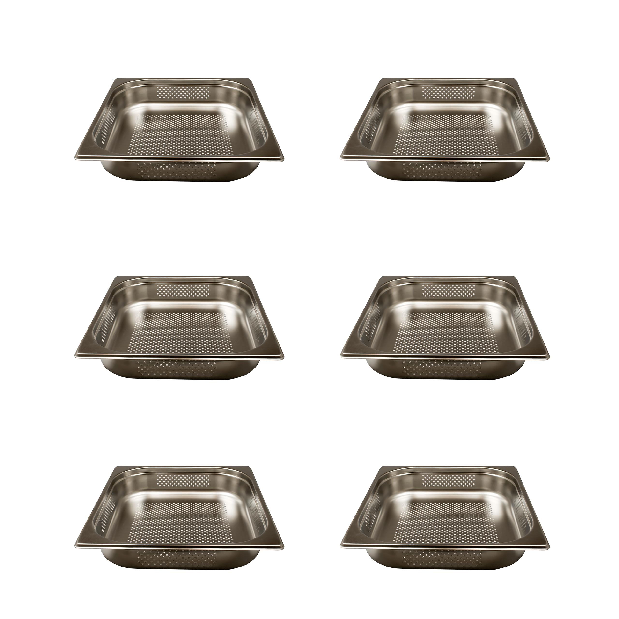 6 piezas Contenedores gastronorm GN 2/3 Contenedores GN acero inoxidable 4 litros profundidad 65mm perforados