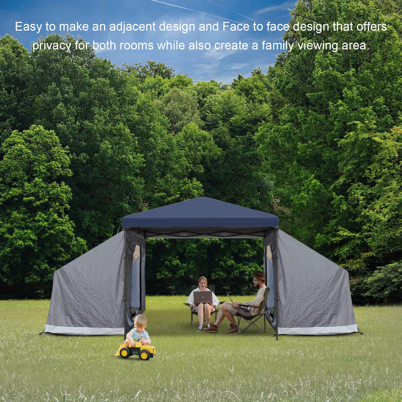 KAMPKEEPER Side Tent,Camping Tent for 10' x 10' Pop Up Canopy, Easy Set Up Gazebo,Compatible with 10' Wide Canopy Tents?Grey?