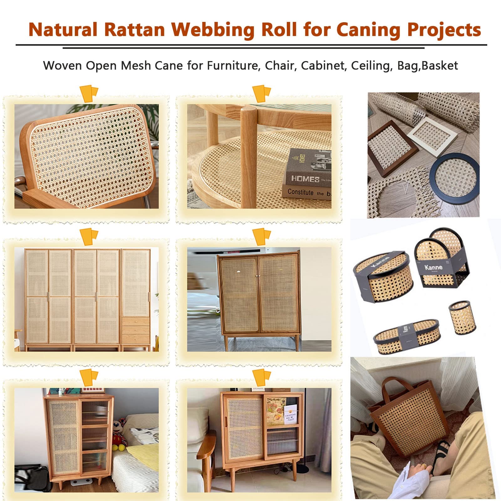 Rolki parciane z trzciny rattanowej do naprawy krzeseł, zamiennik z naturalnego włókna do tapicerki i projektów renowacji mebli DIY