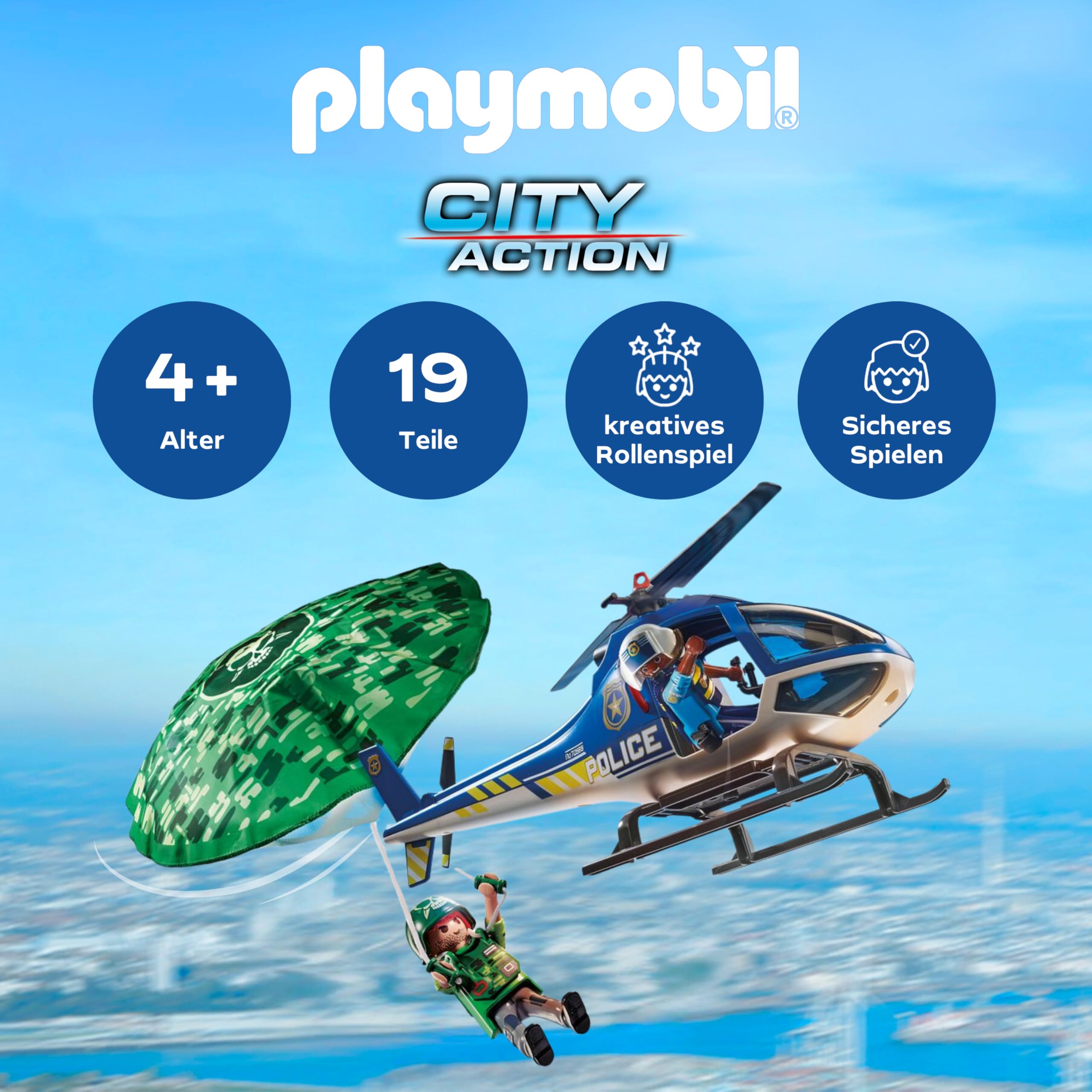 PLAYMOBIL | City Action | Polizei-Hubschrauber | Spielzeug für Kinder ab 4 Jahren | 70569