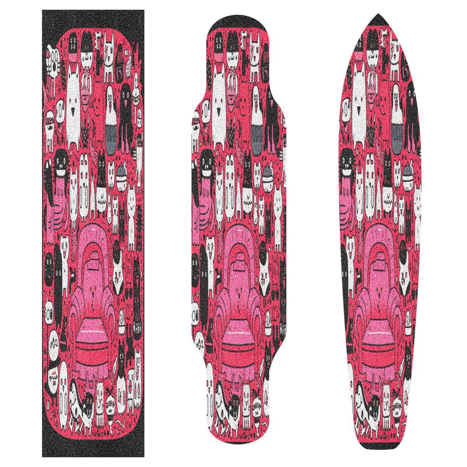 Grip Antidérapant Pour Skateboard Et Longboard - Doodle Flamant Rose - Bande Adhésive Sans Bulles 9x33in Ou 44x10in