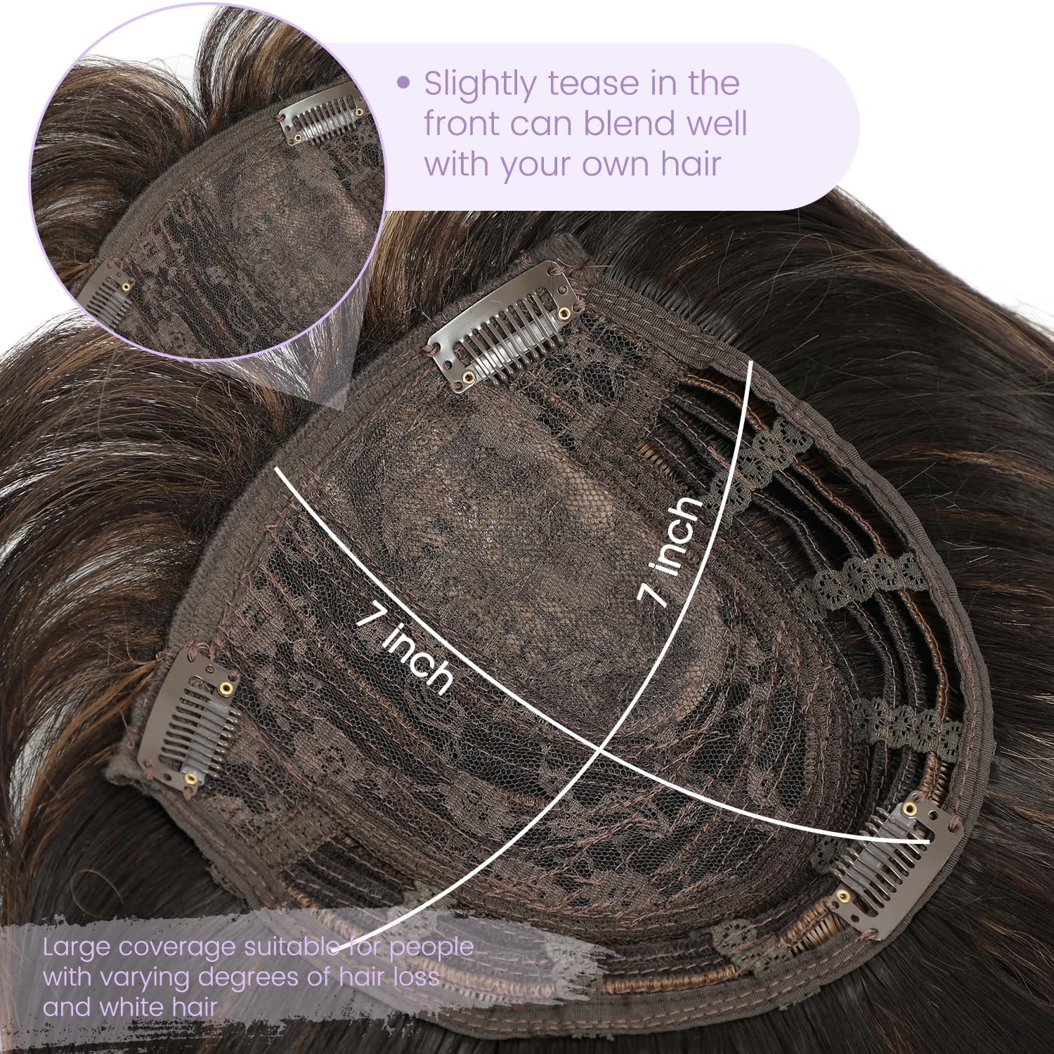 Flyroseing Short Bob Hair Topper with Bangs Side Part - Image 4