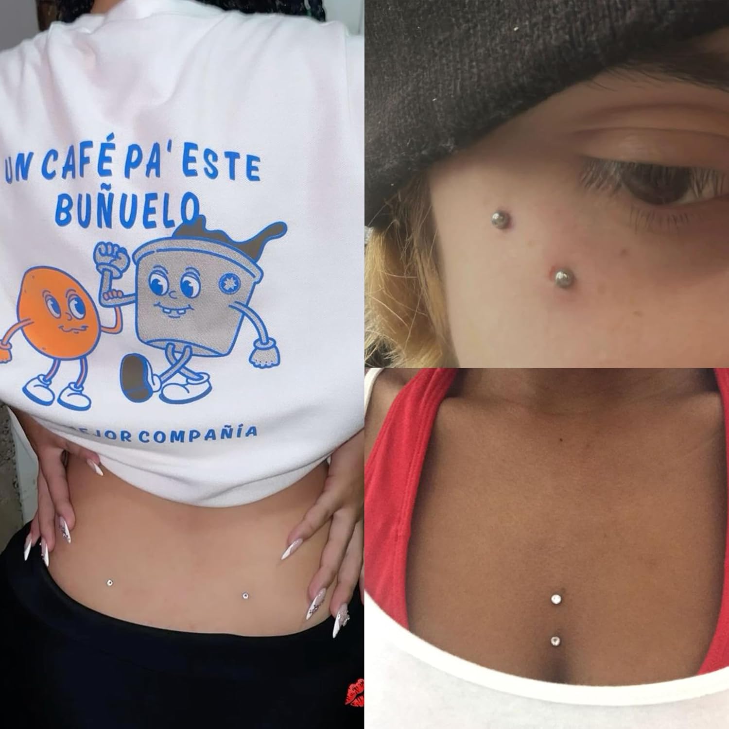 2Pcs Cubic Zirconia Dermal Anchor Tops and Base Surgical Steel Dainty Crystal Microdermals Body Piercings Studs Punk Personalized Jewelry Gifts for Women Hypoallergenic Silver Gold 14G - Image 5