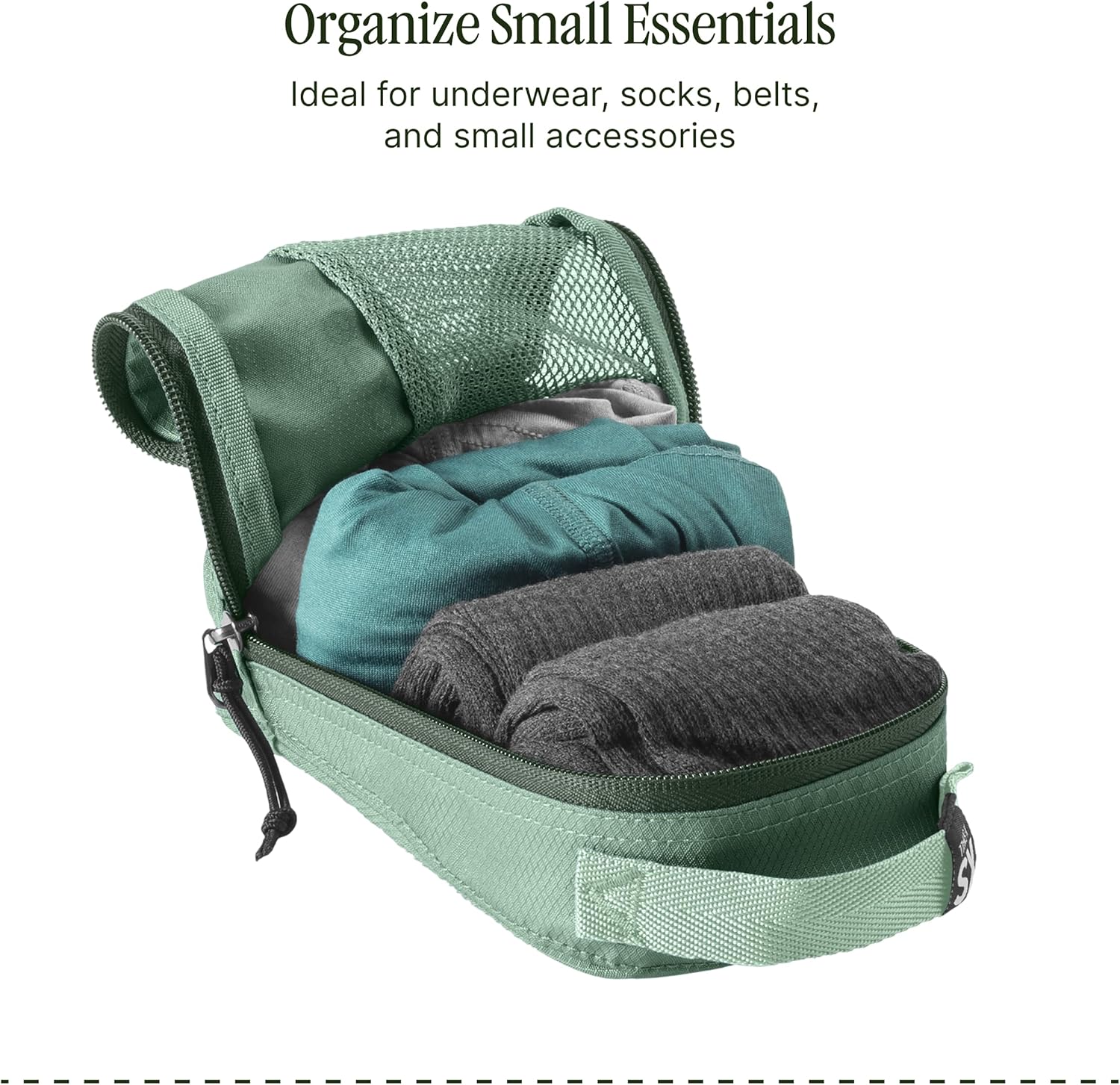 Eagle Creek Pack-It Reveal Cube - Lightweight Packing Cubes for Optimizing Luggage Space - Easy to Carry - Mesh Fabric - Water-Resistant - Easy Grab Zipper - X-Small - Willow Green