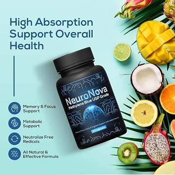 Methylene Blue Pharmaceutical Grade Supplements, with Added Vitamin C Ester for Enhanced Absorption, Capsules (360 Capsules, 6 Month Supply)