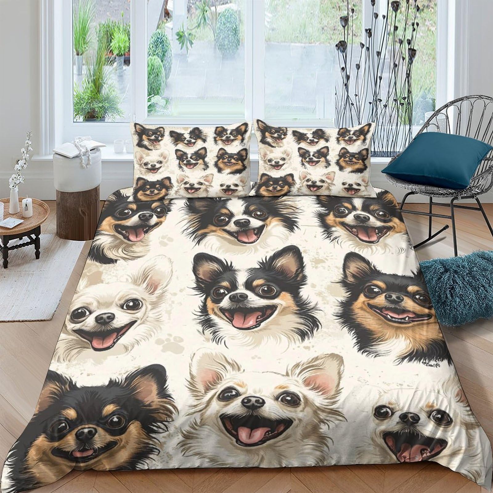 Ctjqhvkz Style-5 3D Printed Chihuahua Dog Pattern Fitted Sheet Microfiber Soft Bed Cover For Bedroom Dorm Mattress Protection Decor Single（135X200cm）