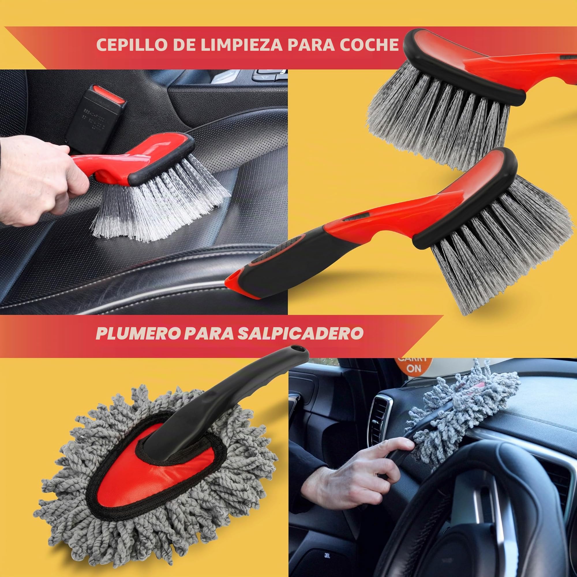 GADLANE Kit de limpieza de coche – Kit de 29 piezas para detalles de coche con bolsa de almacenamiento, kit de limpieza de coche interior y exterior, kit de lavado de coche húmedo y seco, ventilación
