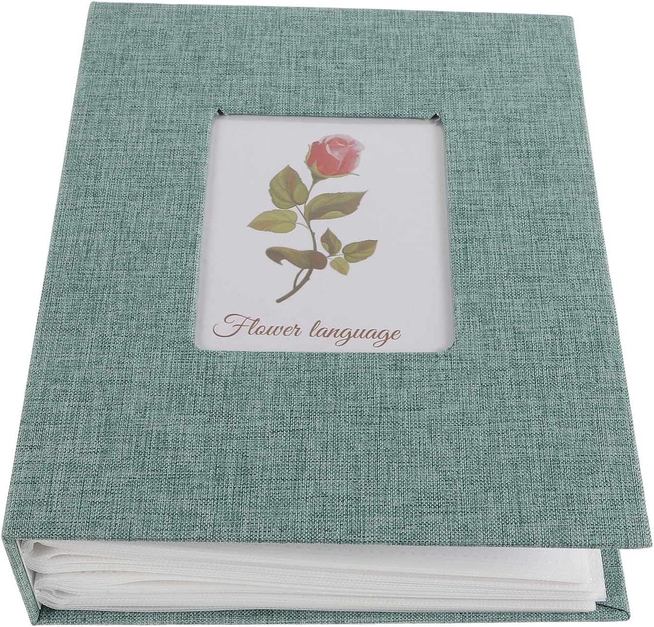 Small Scrapbook Photo Album with 200 Pages 6-inch Keepsake Memory Book Green Cover with White Inner Pages