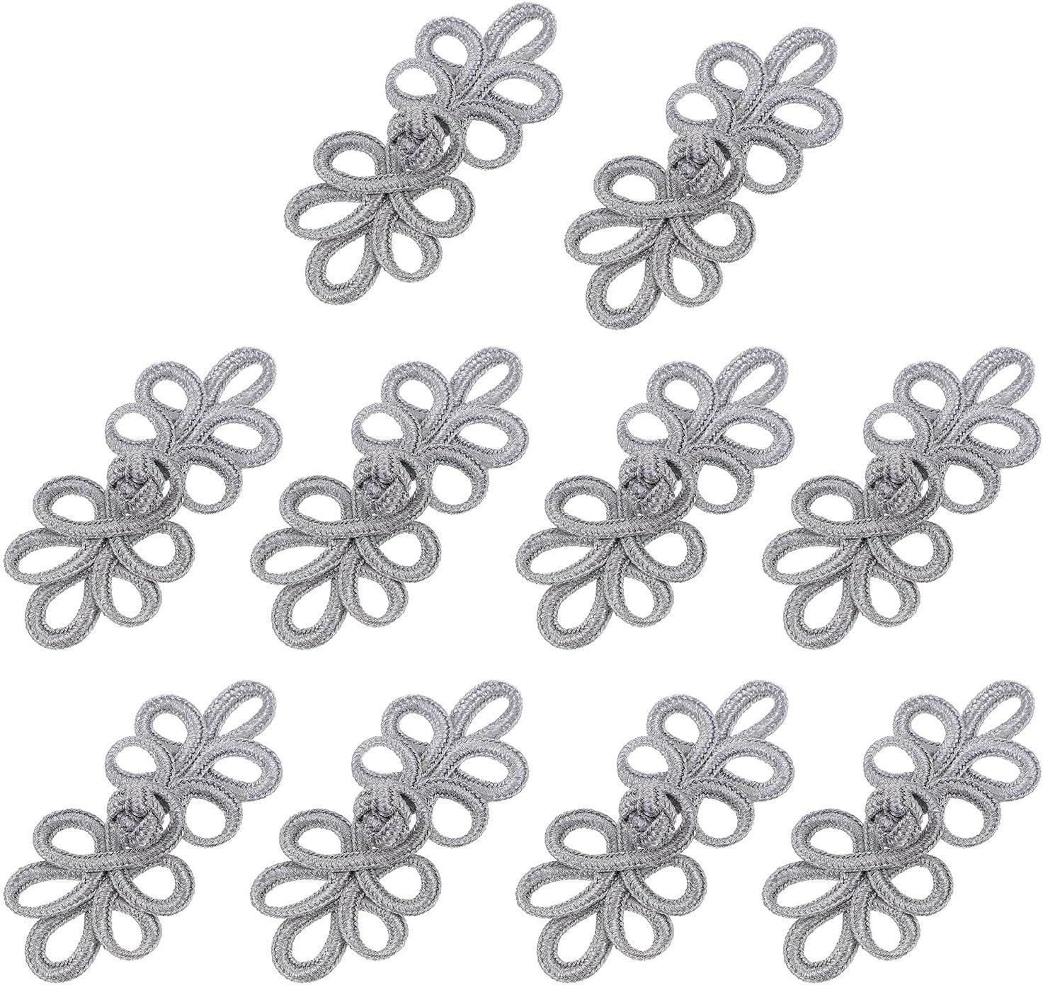 10pcs Silver Five Leaf Cheongsam Knot Buttons for Shrug Scarf Sewing