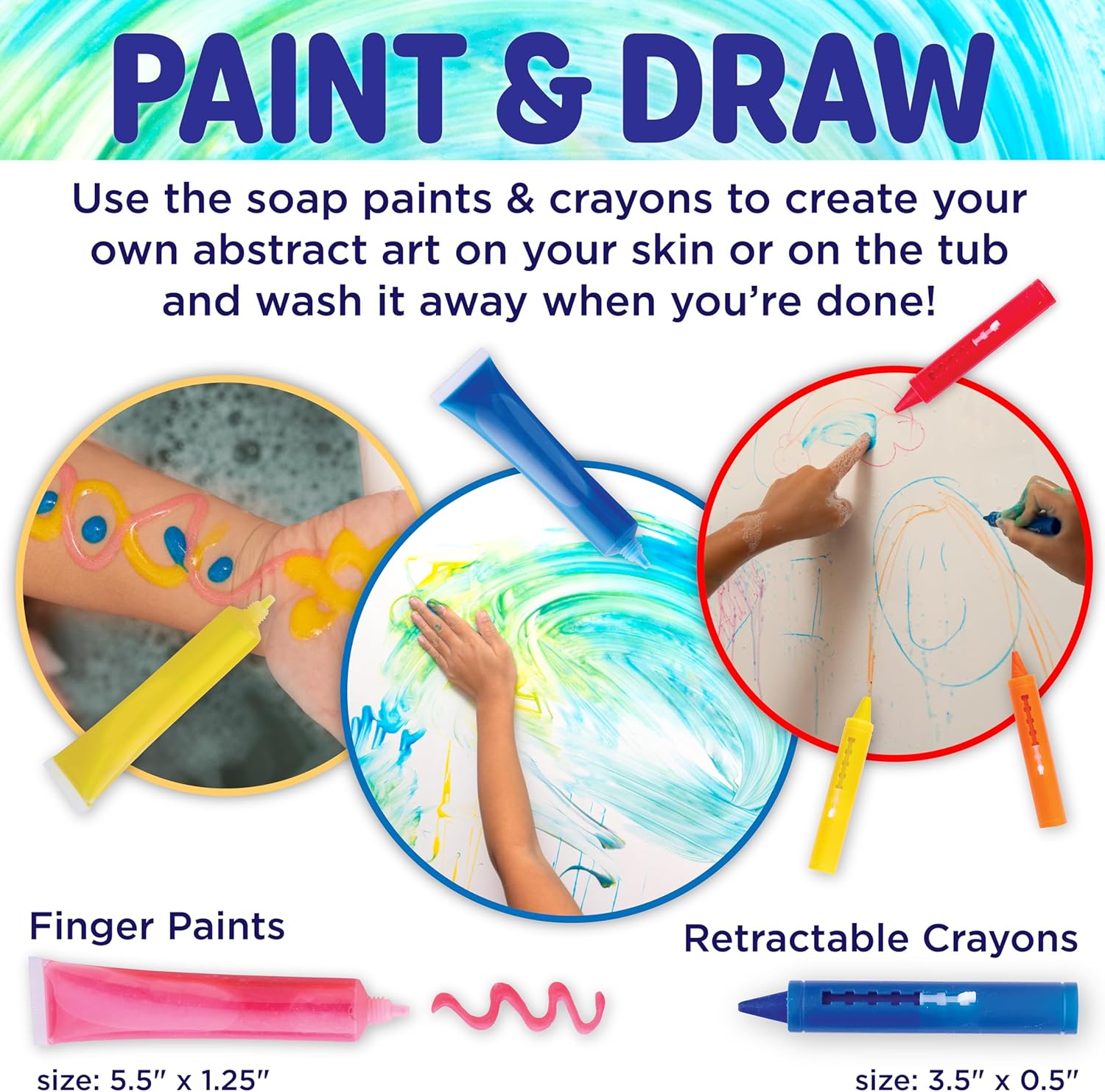 Creativity for Kids Soap Noodles Bath Art Studio – Bath Crayons, Soap Paint, Color Fizz & Confetti with Mold-Free Rubber Duck | Washable Bathtub Art & Sensory Toy Set for Toddlers and Kids (Ages 3+)