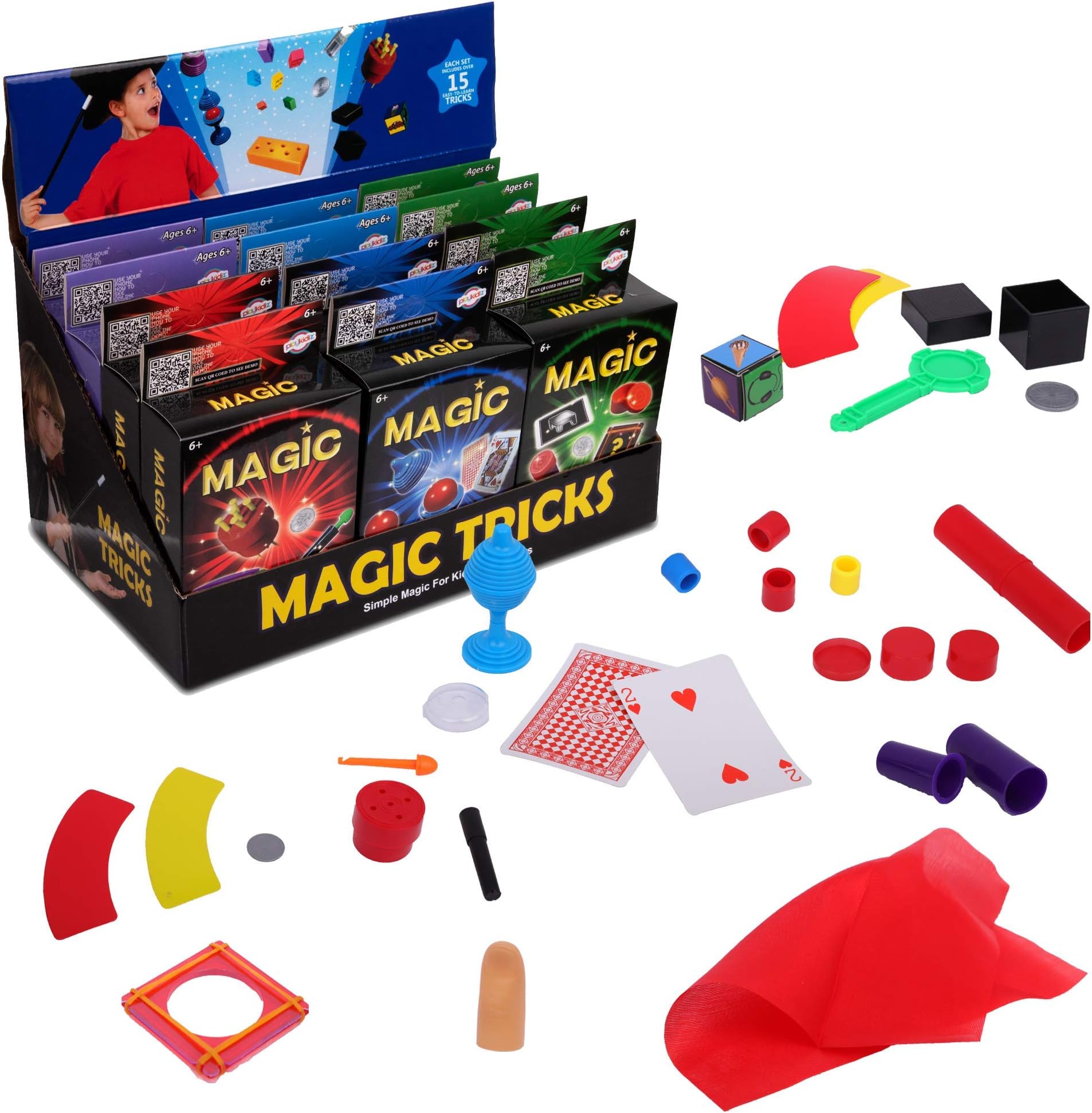 12 Packs of Magic Trick for Kids - Party Favors Magic Set with Over 15 Tricks Each, Made Simple, Magician Pretend Play, Birthday, Indoor/Outdoor Fun Games