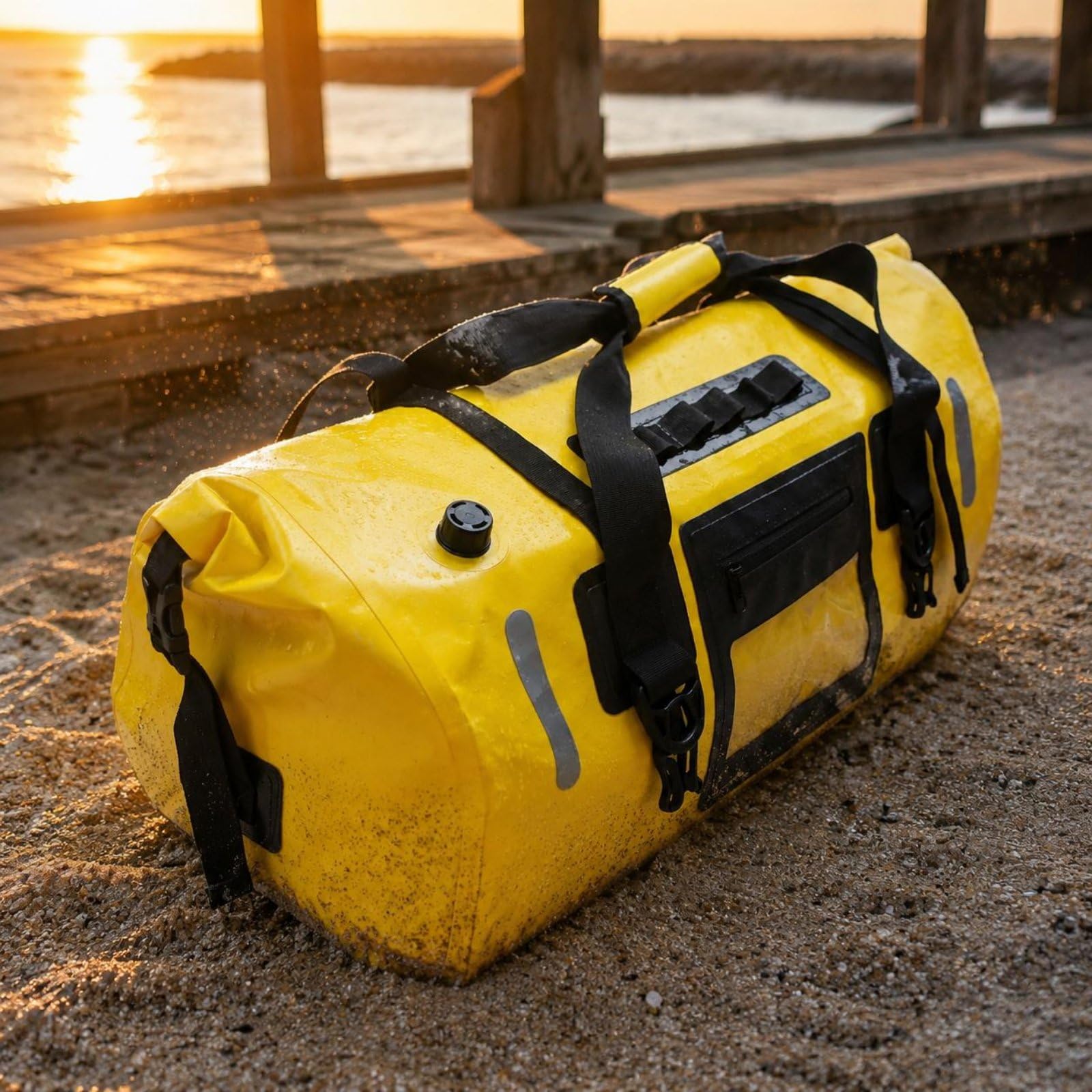 Baoblaze Borsa Posteriore Impermeabile Borsa Coda Borsone Sacca Viaggio in PVC 500D con Maniglia Punti di Fissaggio E Valvola Adatta a Viaggi Escursioni, Giallo, Giallo, 66L