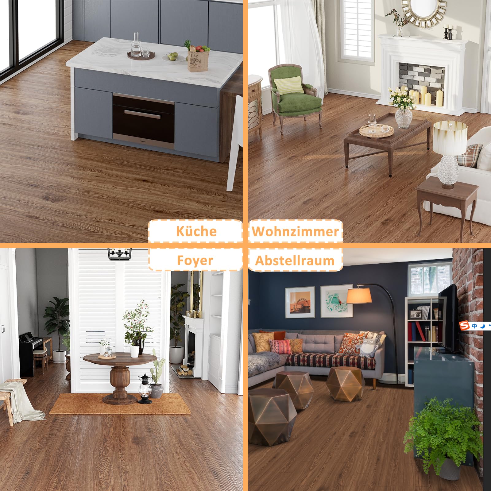 Oxdigi Suelo de PVC autoadhesivo de 6 m², aspecto de madera, baldosas de vinilo para puerta de entrada, salón, cocina, balcón, trastero, recortable, suelos de vinilo, 0,6 x 10 m, nueces