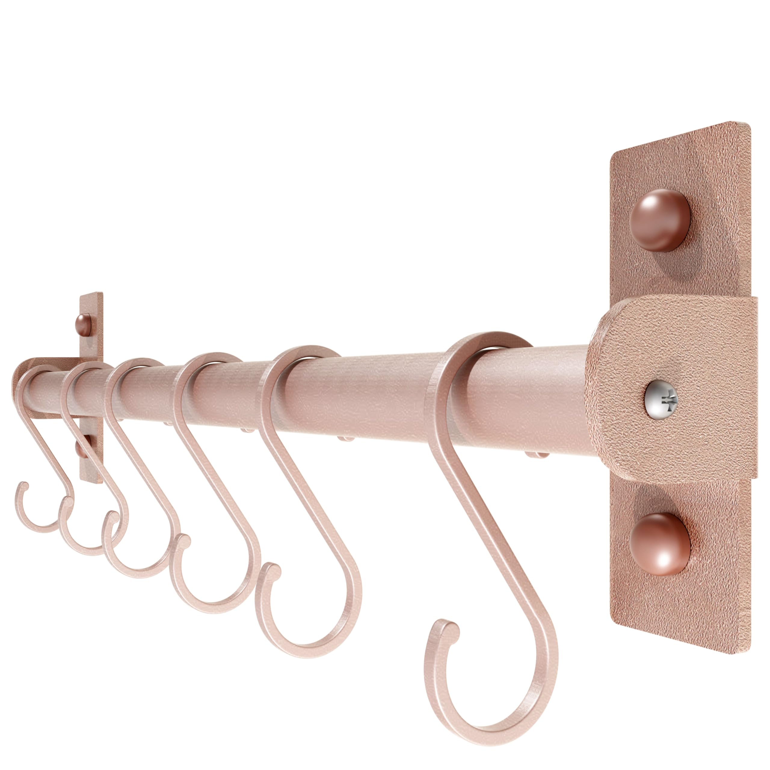 Dseap Rose Gold Kitchen Utensil Holder Hanger, Pot And Pan Rack Wall Mounted, Kitchen Rail With 8 Hooks For Hanging Cooking Utensils, Mugs, Spoons, Wall Mounted,
