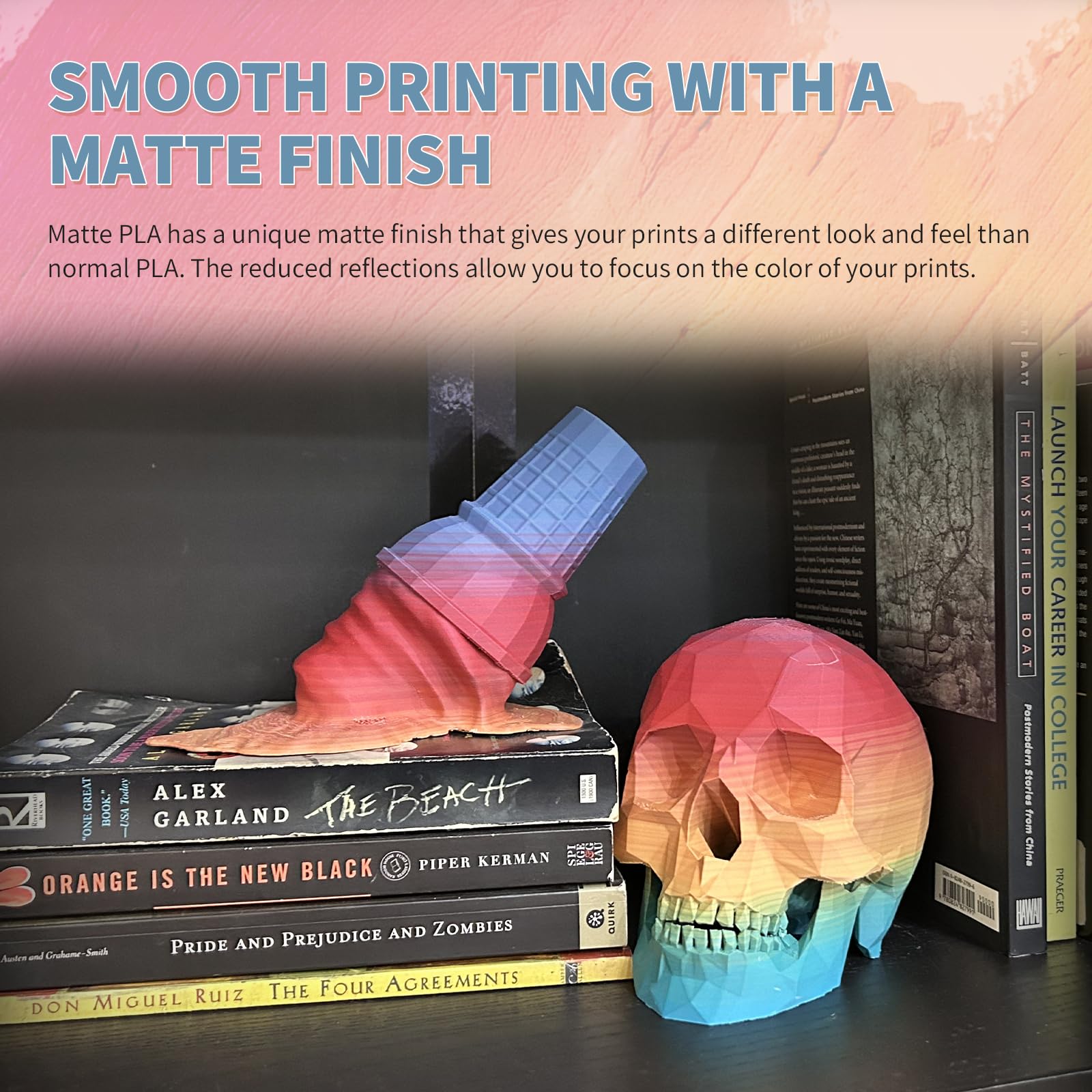 OVERTURE Filamento Matte PLA 1.75mm, 1kg Bobina (2.2lbs) Opaco PLA Filamenti per Stampante 3D, Neatly Wound Filamento Precisione Dimensionale +/- 0.02 mm, Matte Arcobaleno