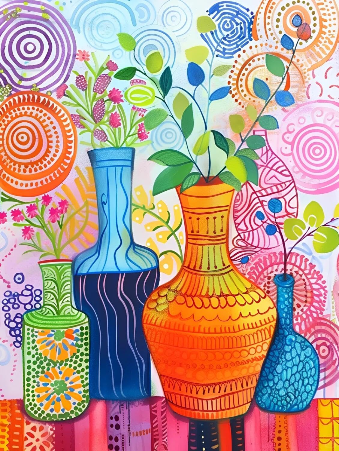 Rqwybcaxn Bead Embroidery Kits Watercolor Vase 40x50cm