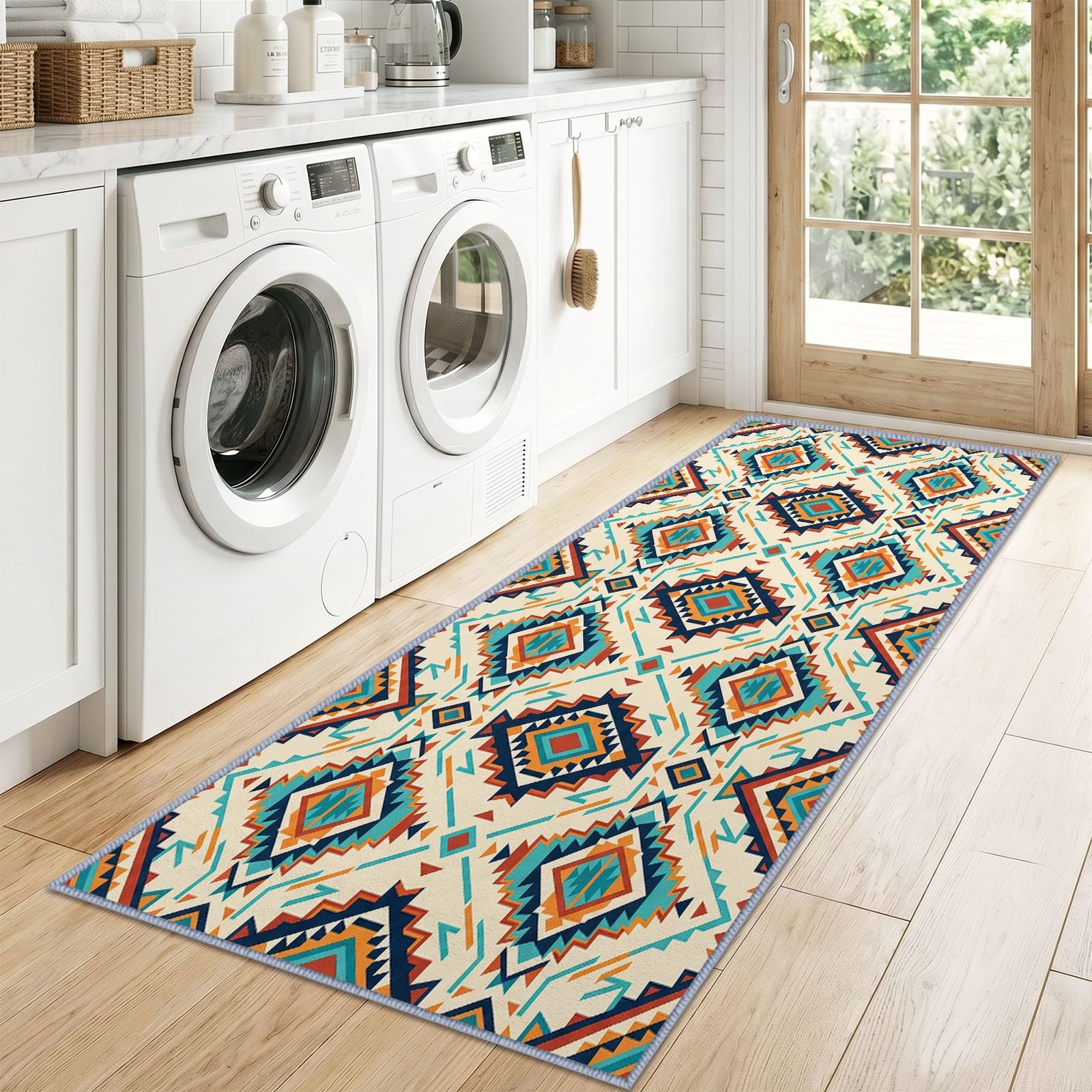 Style Autochtone Sud Ouest Tapis Couloir Lavable en Machine 60x240cm