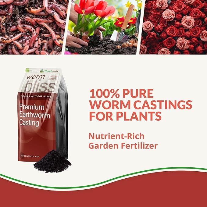 Worm Bliss (8 Qts) - Humus de Lombriz Orgánico para Plantas y Jardinería - Fertilizante OMRI miniatura 2