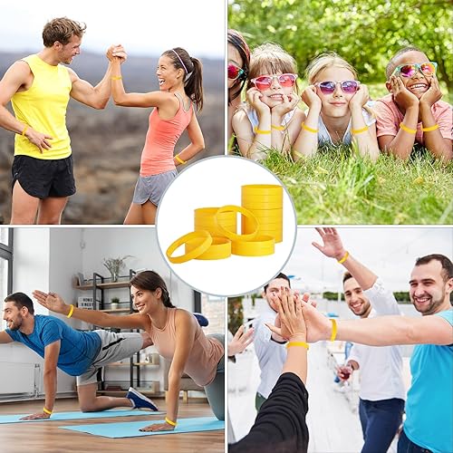 Miniatura 6 de 120 pulseras de goma de silicona amarilla, unisex, para equipos deportivos, juegos de fiesta, decoraciones de moda