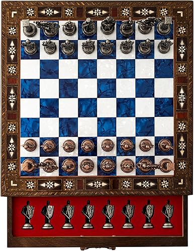 Miniatura 7 de Juego de ajedrez de madera hecho a mano de 15 pulgadas, tablero de ajedrez de madera hecho a mano con piezas de metal, regalo de ajedrez de lujo