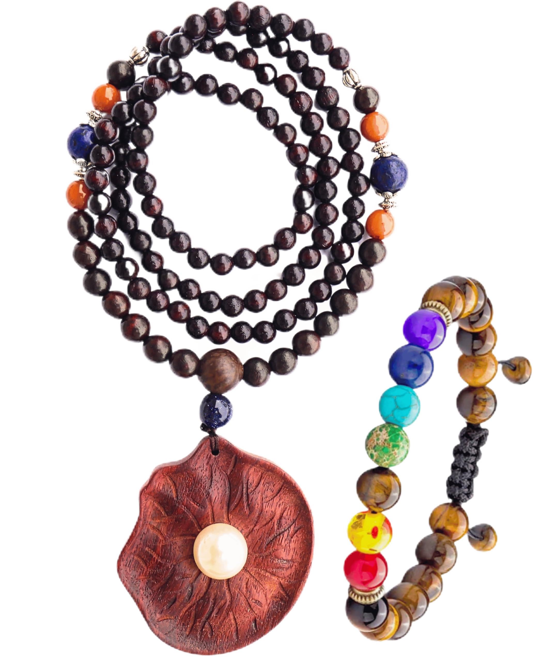 Dreminovabohemian Beaded Necklace For Women Long Boho Pendant Wood