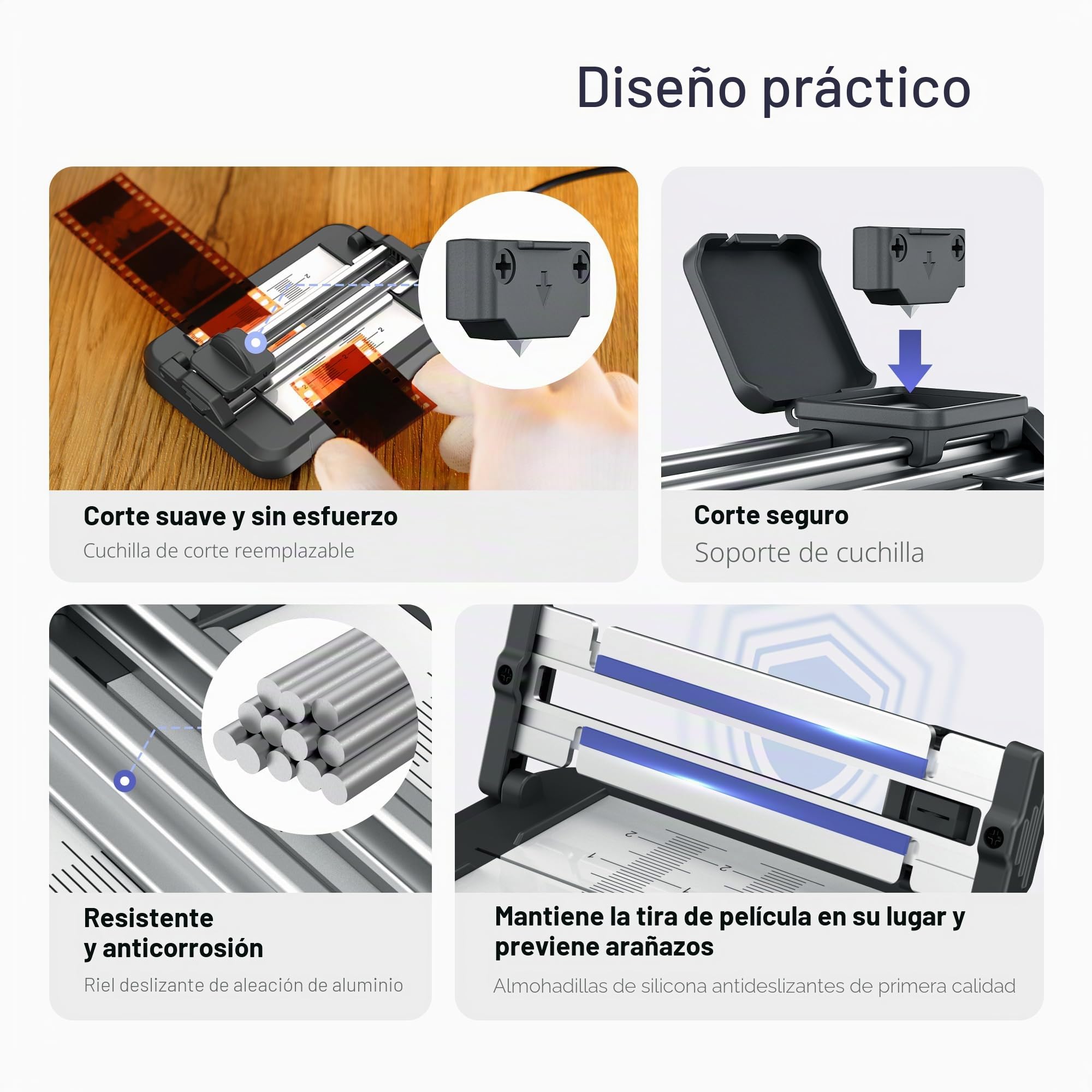 JJC Cortador de película deslizante para 35mm 120 tiras de tamaño, herramienta guía de corte con panel retroiluminado, ajustable 11 niveles de brillo