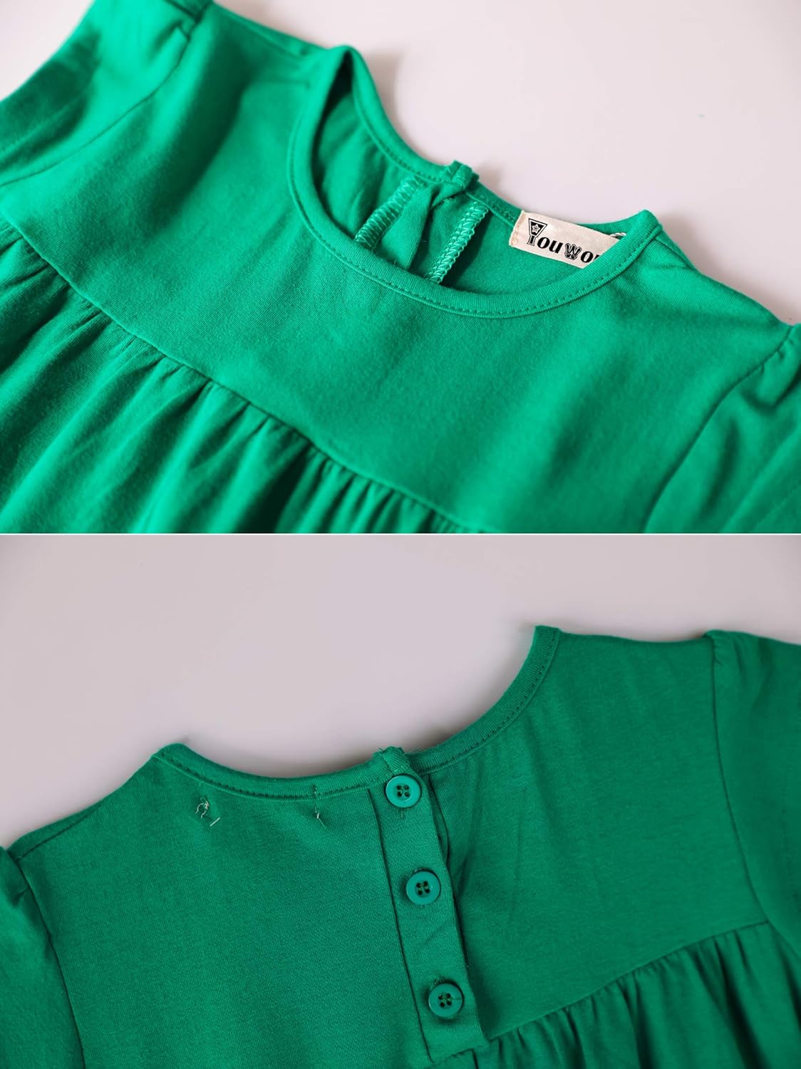 Youwon Girls Dress Short Sleeve Solid Color Tunic A-Line Tiered Swing Dress 2-6 7-16 - Image 3